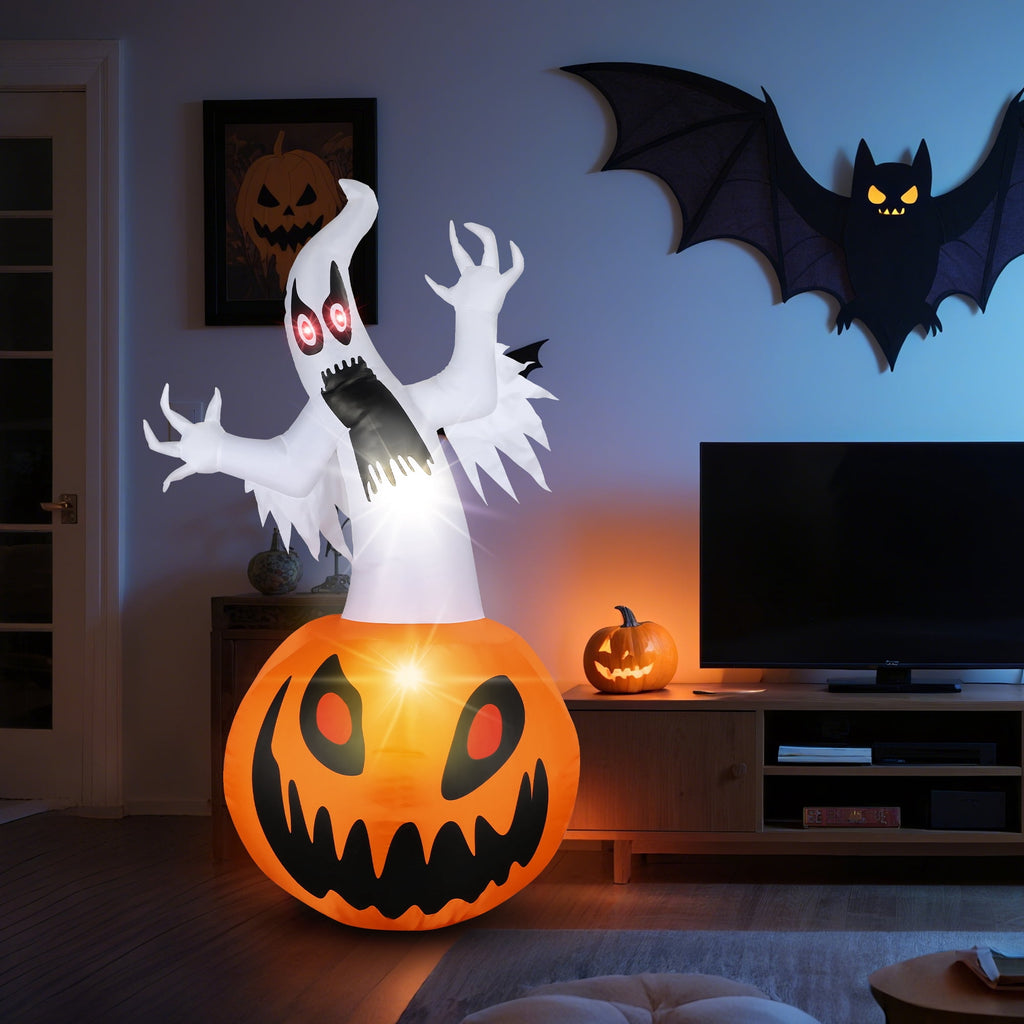 MAGOTAN 9 FT Halloween Inflatables Archway Outdoor Decorations Pumpkin Ghost Archway Halloween Inflatable Blow Up Pumpkin Tombstone Decoration Build-in LED Lights