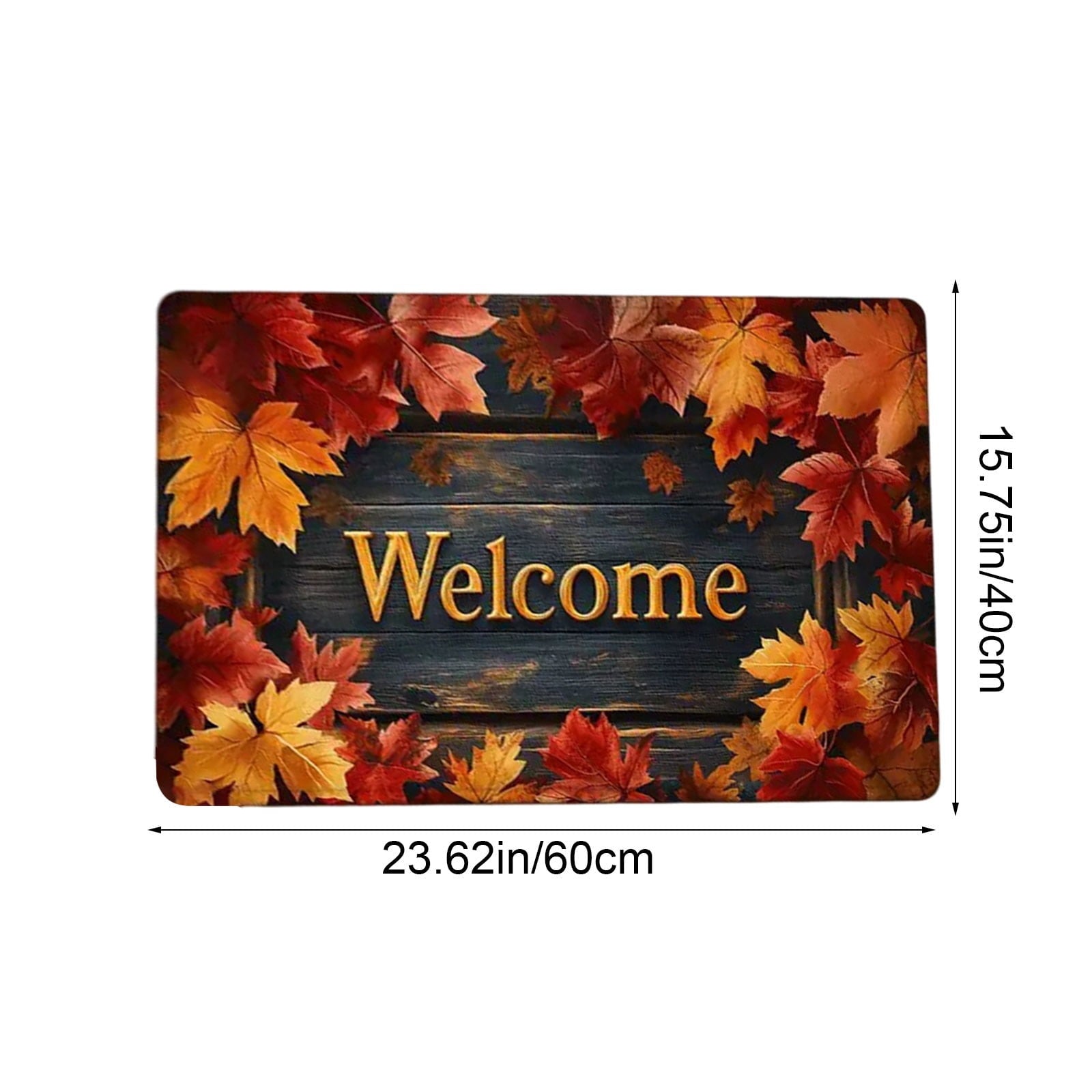 syligr Halloween Thanksgiving Doormat with Maple Leaf & Pumpkin Patterns - Non-Slip Floor Mat for Entryway, Kitchen, Porch, Fall Harvest Decor Rug with Anti-Fatigue Backing, Gift for Thanksgiving