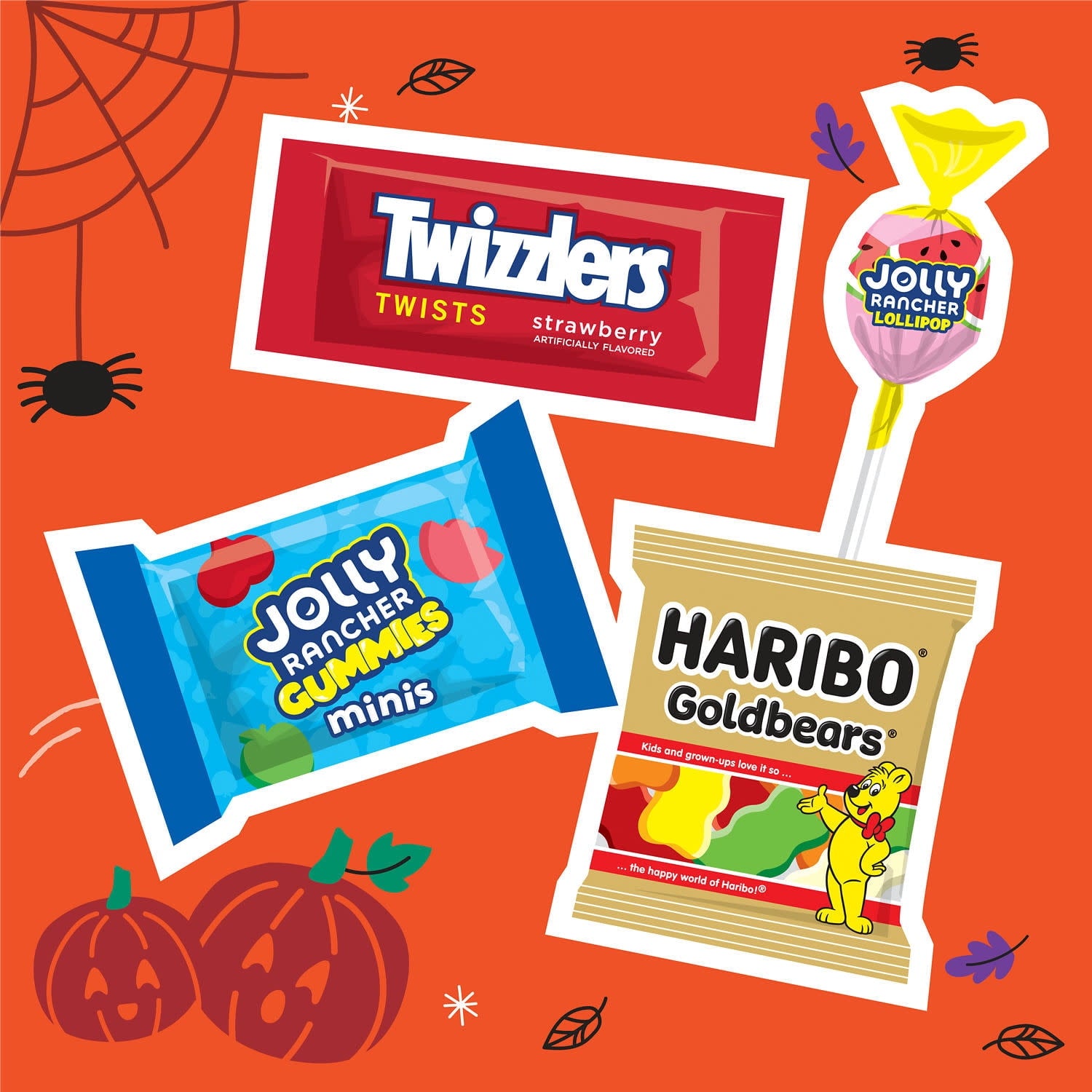 Haribo, Jolly Rancher and Twizzlers Assorted Fruit Flavored, Halloween Candy Variety Bag, 17.44 oz (58 Pieces)
