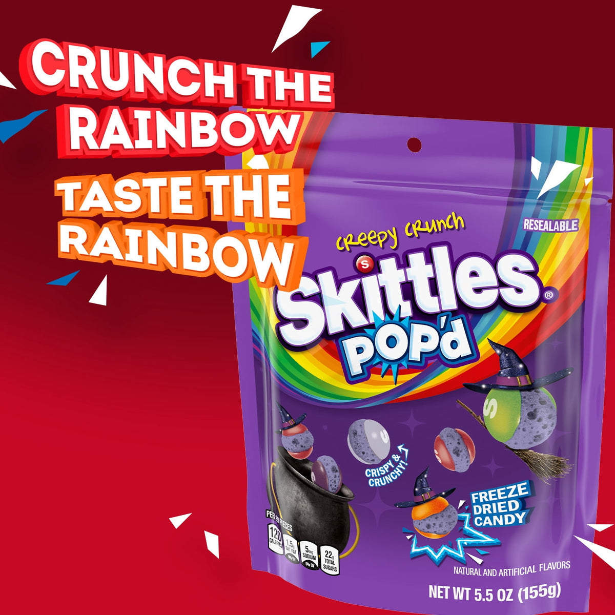 Skittles Pop'd Creepy Crunch Freeze Dried Halloween Candy - 5.5 oz Bag