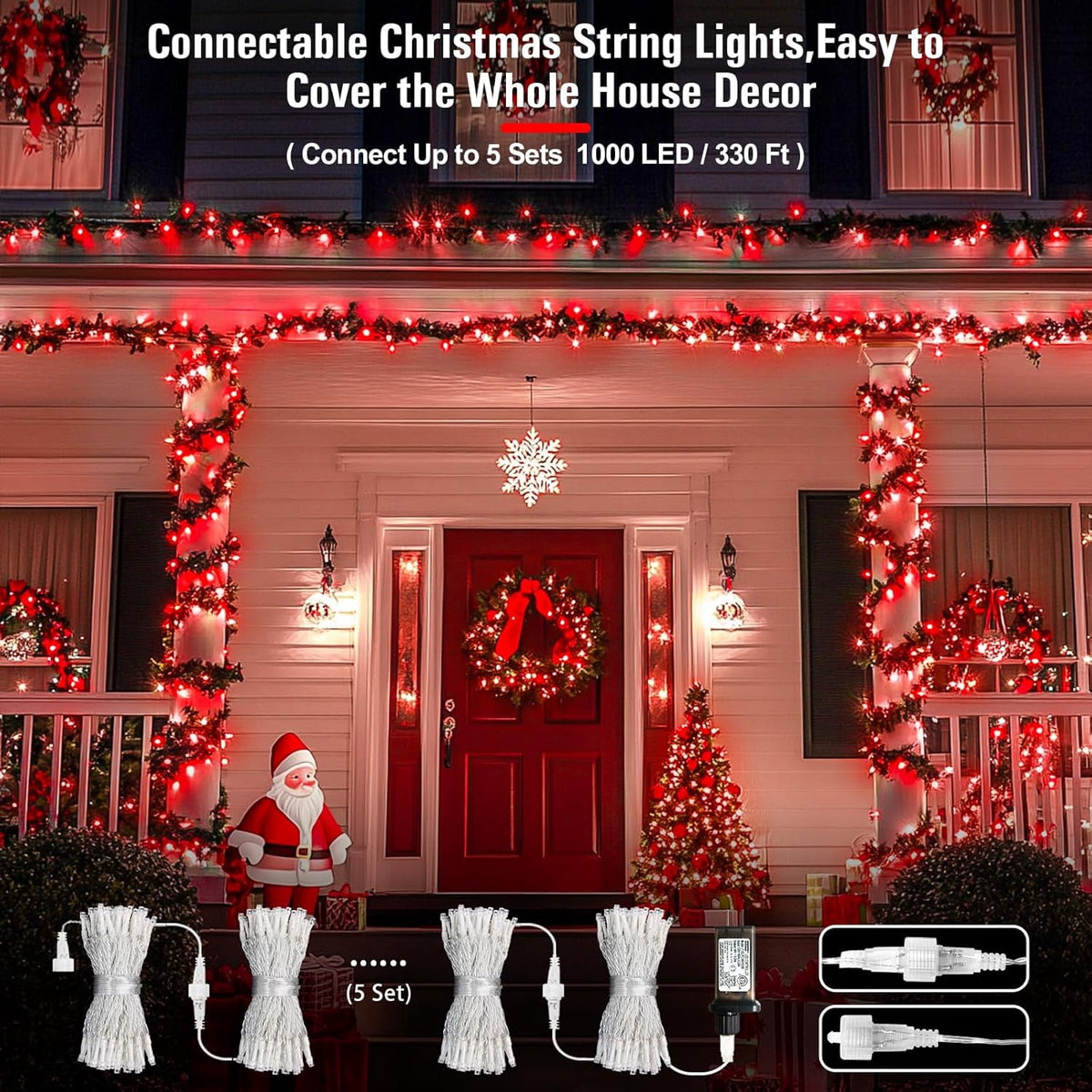 JMEXSUSS 200 LED Christmas Lights Indoor Outdoor, Connectable Warm White Christmas Tree Lights Clear Wire, 66 Ft Twinkle Fairy String Lights Plug in for Bedroom Wedding Christmas Tree Decorations