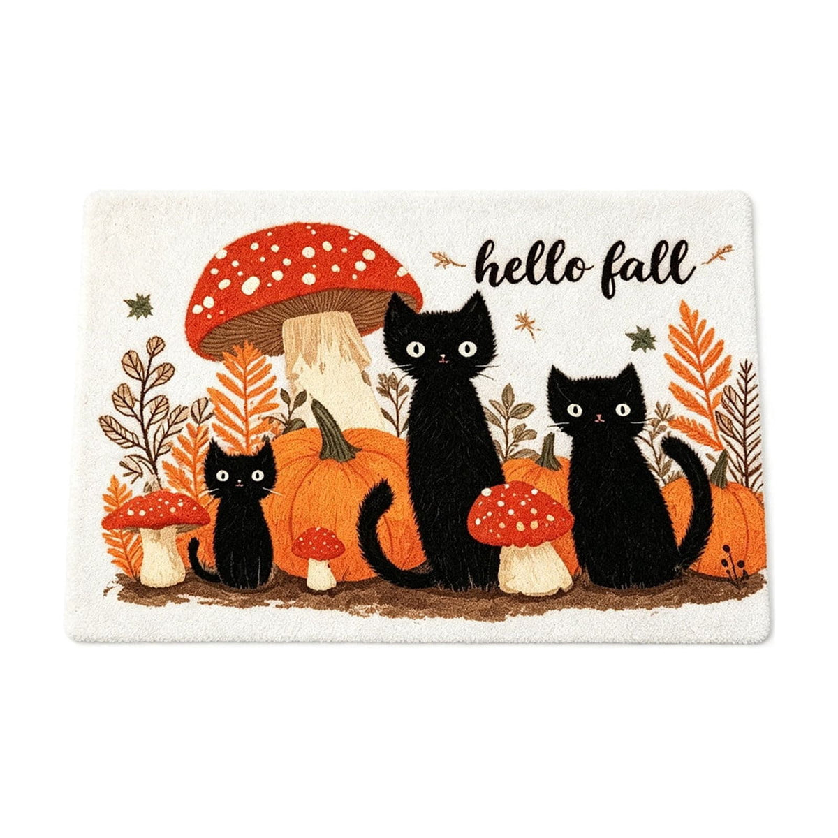 Halloween Black Cat Doormat, 23.6x15.7 Inch Spooky Pumpkin Floor Rug, Non-Slip Seasonal Entryway Mat for Front Door Porch & Indoor Decor