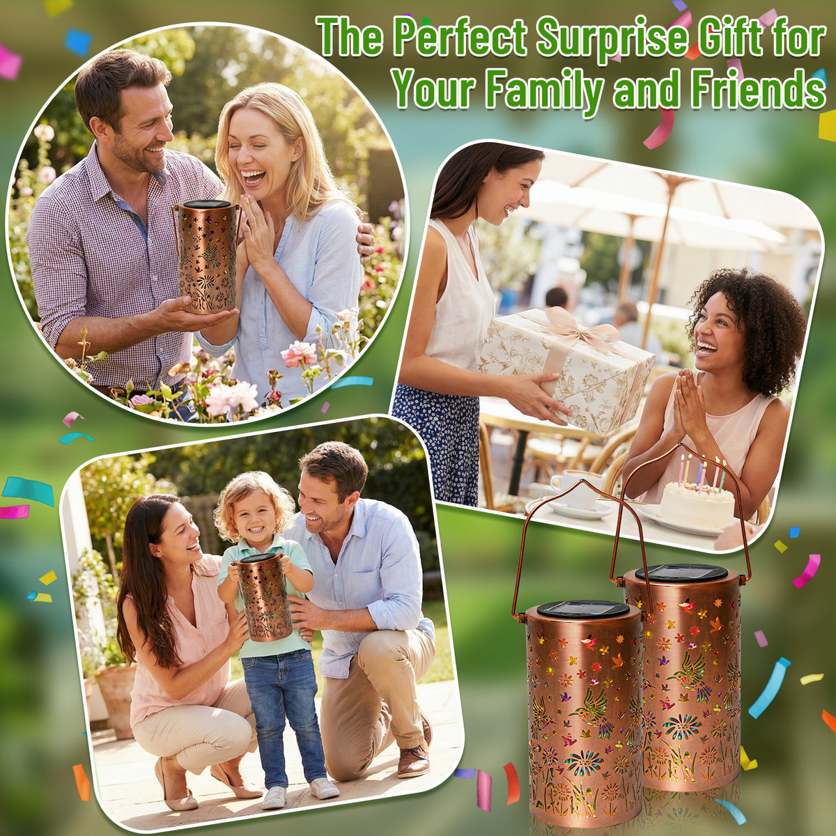 Colorful Solar Lanterns IP65 Outdoor Waterproof, Mother's Day Gifts for Women Mom Grandma - LED Colorful Sunflower Solar Lights Metal Hanging Lantern for Patio Yard Porch