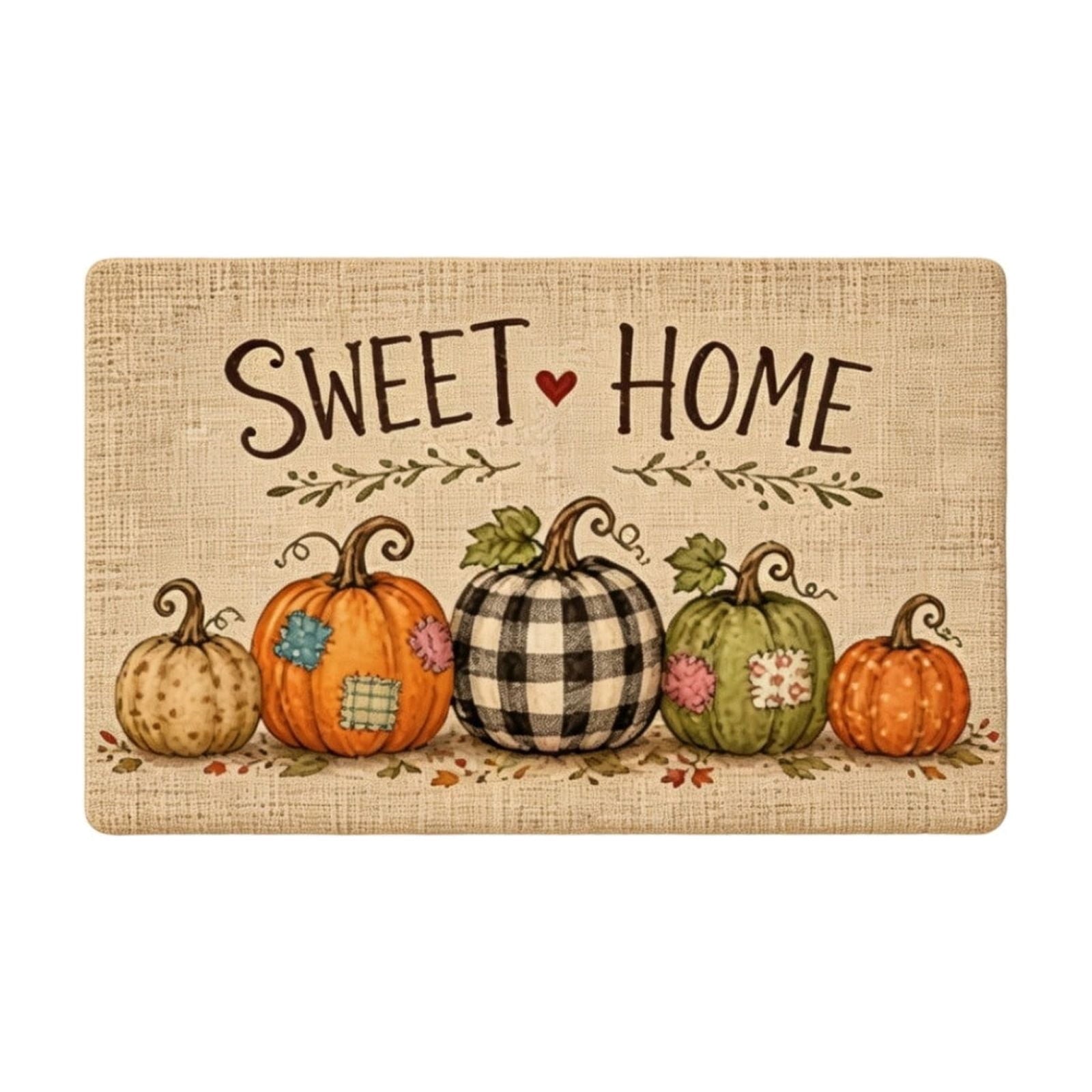 syligr Halloween Thanksgiving Doormat with Maple Leaf & Pumpkin Patterns - Non-Slip Floor Mat for Entryway, Kitchen, Porch, Fall Harvest Decor Rug with Anti-Fatigue Backing, Gift for Thanksgiving