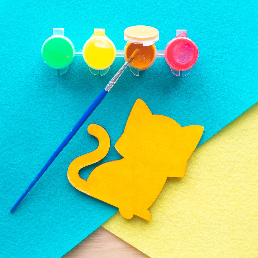 Hello Hobby Primary Colors Acrylic Paints & Paintbrush