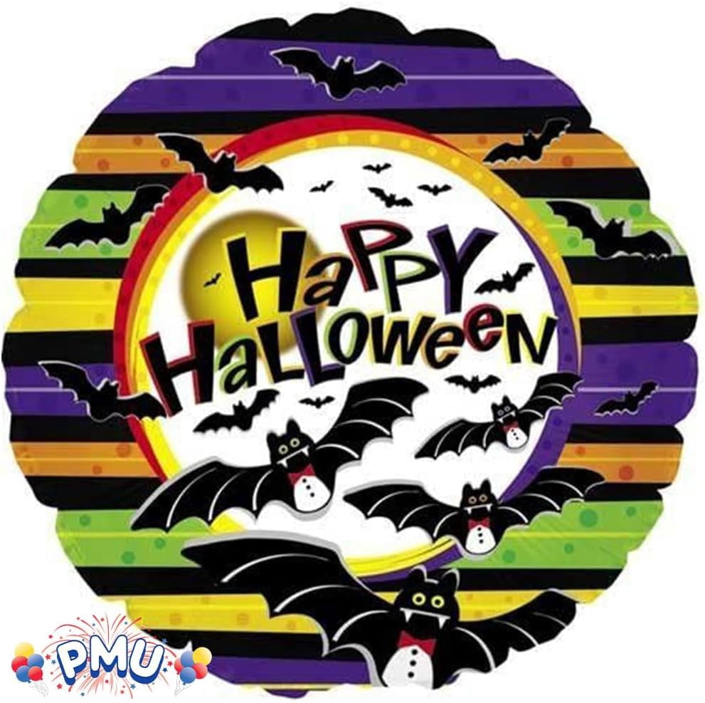 PMU Halloween Party Decoration "Happy Halloween" Jack Faces Aglow 18 Inch Mylar-Foil Balloon (1pkg) Pkg/1