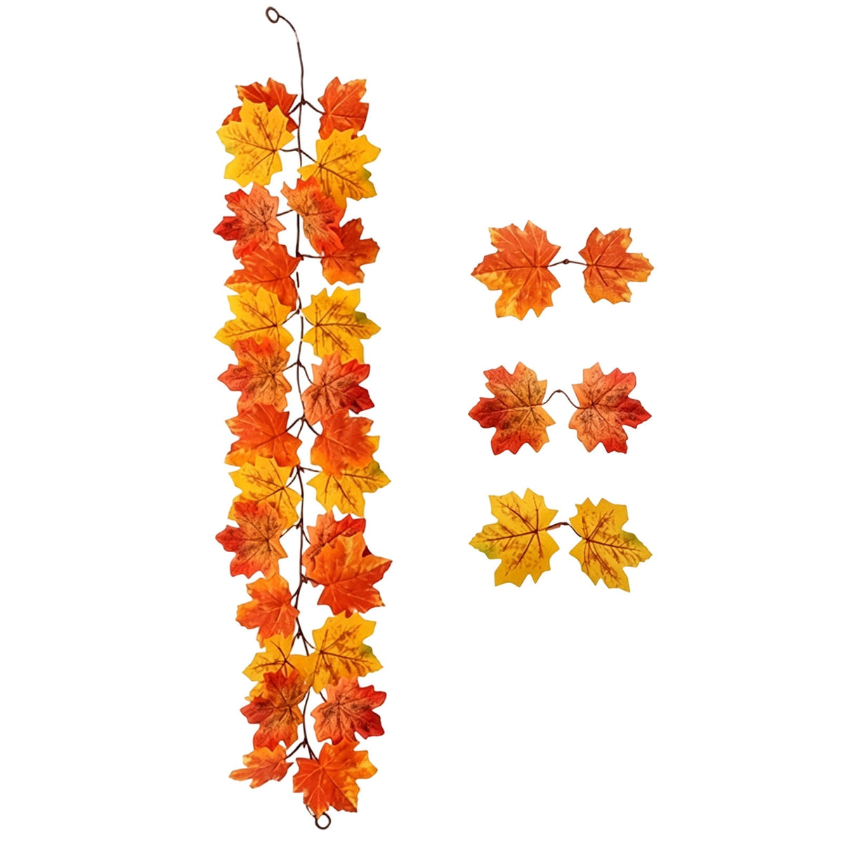 WKSCLPAI Halloween Maple Leaf Garland, Fall Vine Wreaths for Autumn Festivities Decor,Seasonal Garlands for Home,Halloween & Fall Decorations