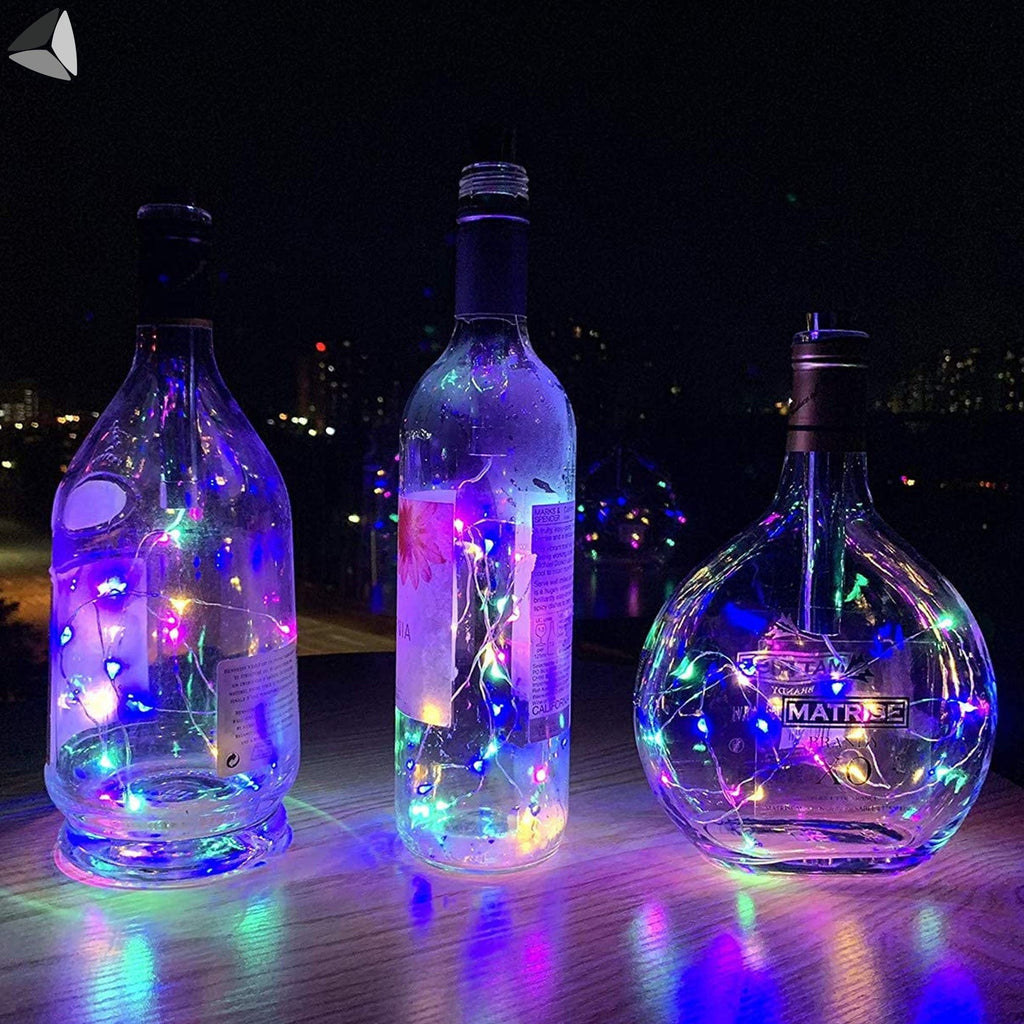 PULLIMORE Wine Bottle Lights with Cork Colorful, 15 LEDs Fairy Lights Battery Operated String Lights for Xmas Party Decor(Warm White, 2.46ft)