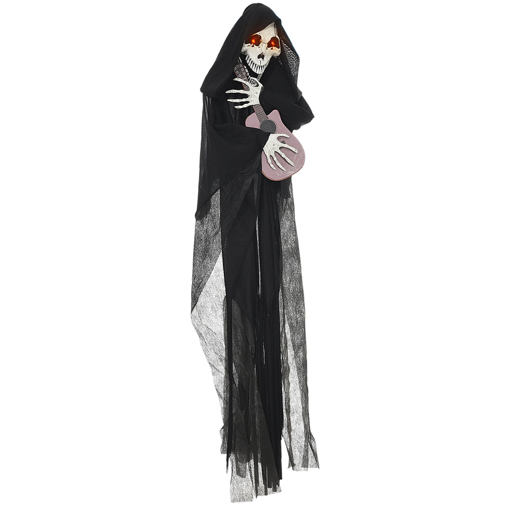 Outsunny 74" Life Size Outdoor Halloween Decorations Skeleton Witch, Animated Prop Animatronic Decor with Sound and Motion Activated, Light Up Eyes and Chest, Howling and Chain Sound