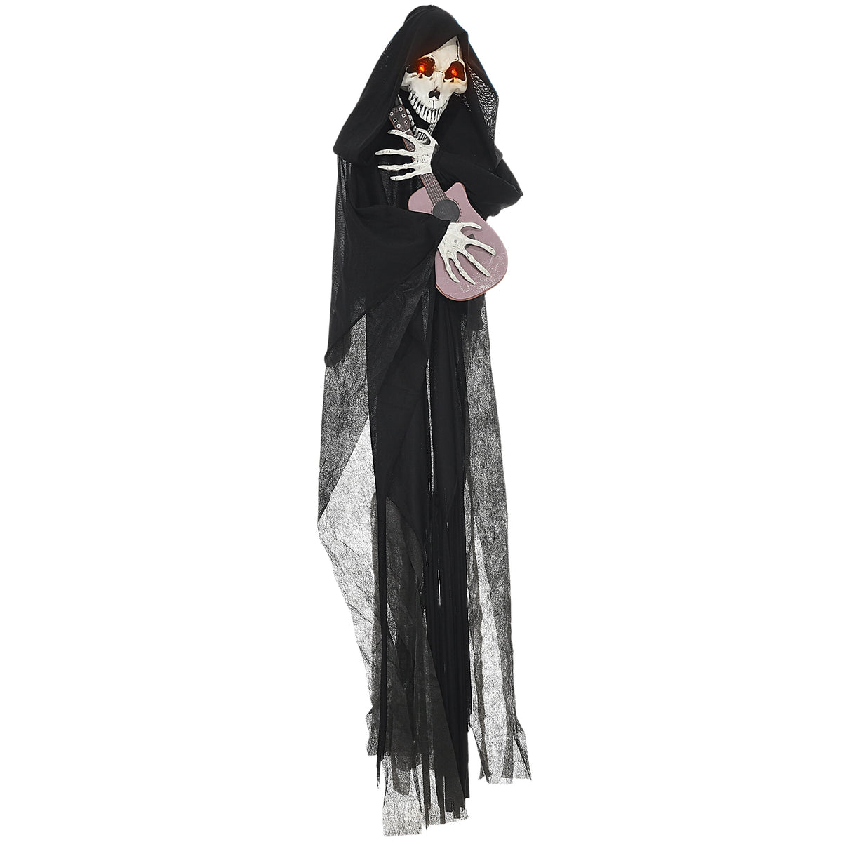 Outsunny 74" Life Size Outdoor Halloween Decorations Skeleton Witch, Animated Prop Animatronic Decor with Sound and Motion Activated, Light Up Eyes and Chest, Howling and Chain Sound