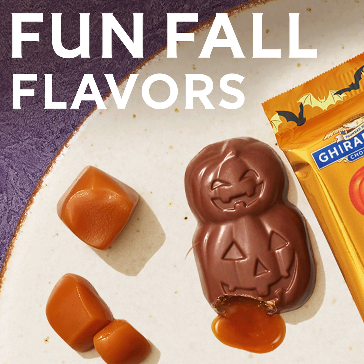GHIRARDELLI Milk Chocolate Caramel Jack O' Lanterns, 4.1 oz Bag