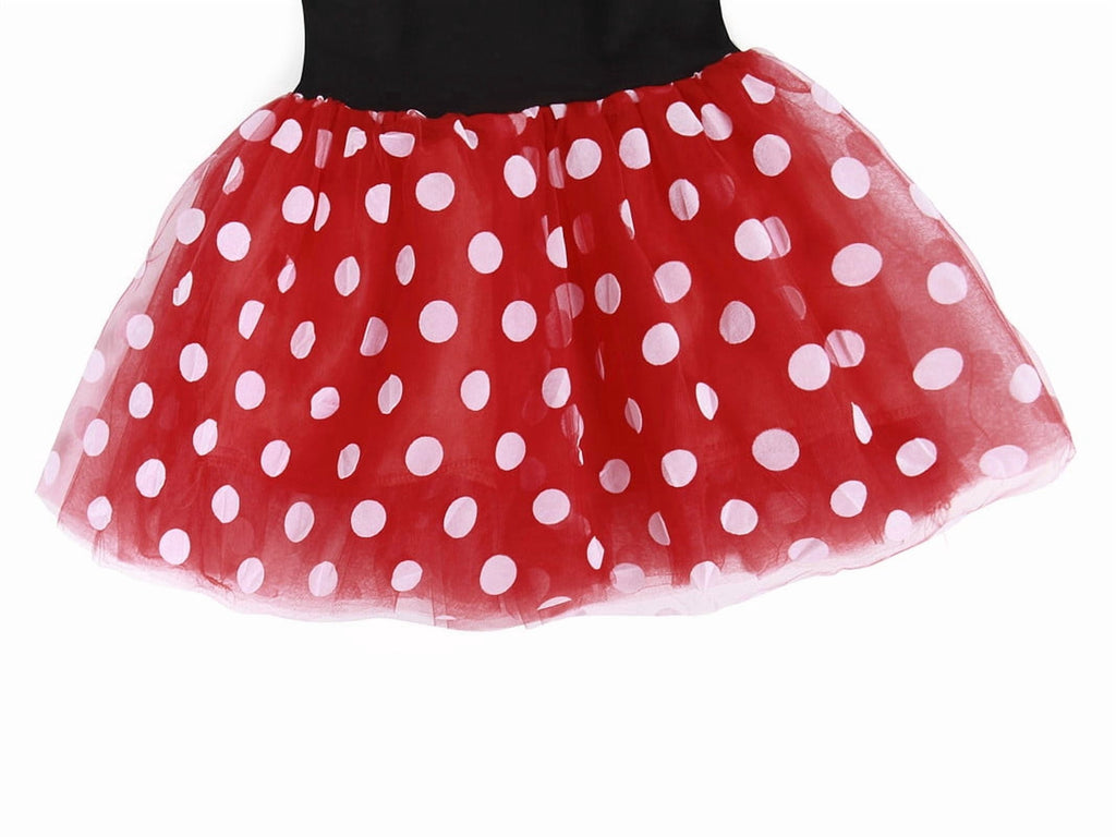 Jurebecia Girls Red Polka Dot Tutu Dress with Bow Headband, Baby Toddler Party Costume for Birthday & Cosplay (110 cm)