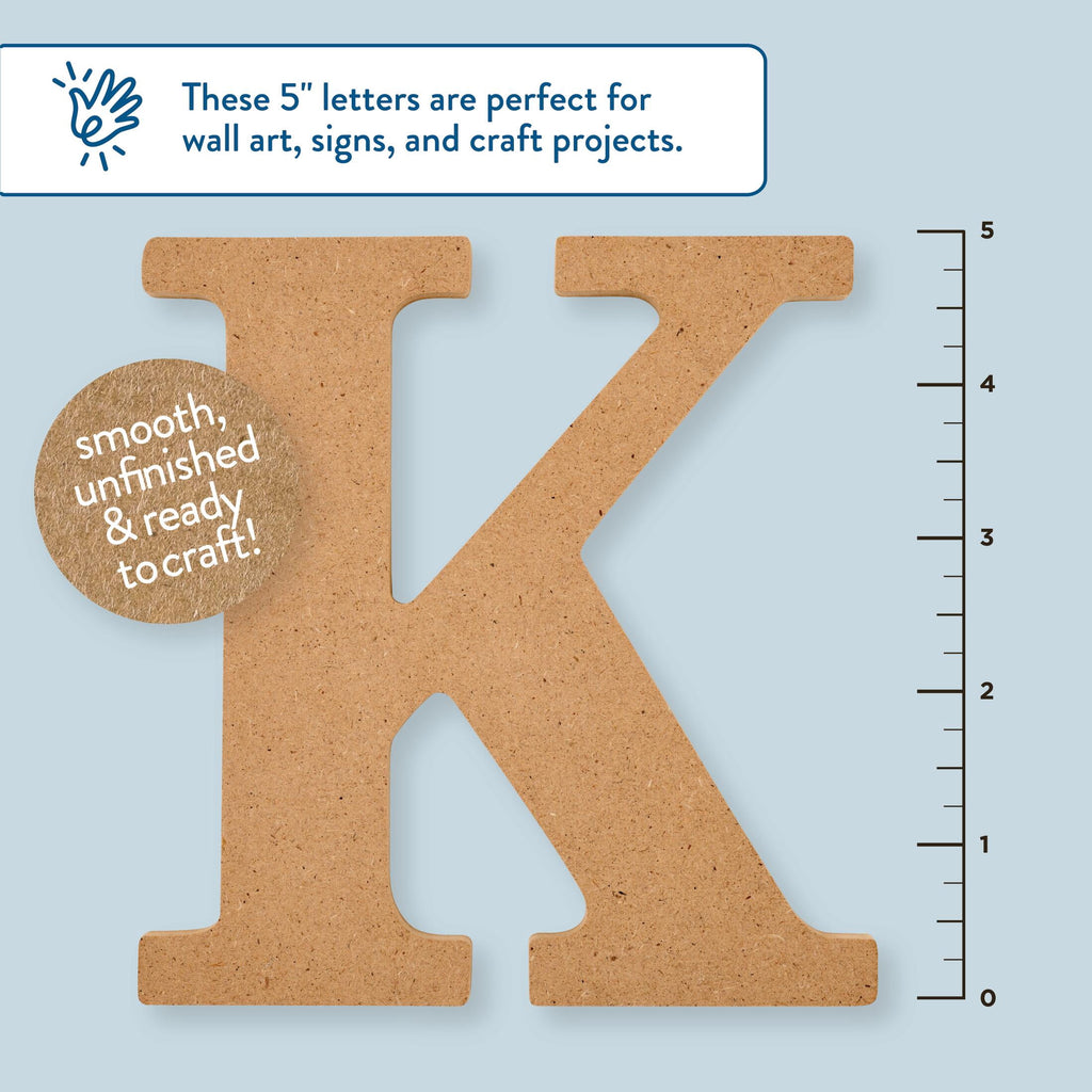 Plaid Unfinished Wood MDF 5" Letter for DIY Arts and Crafts, A