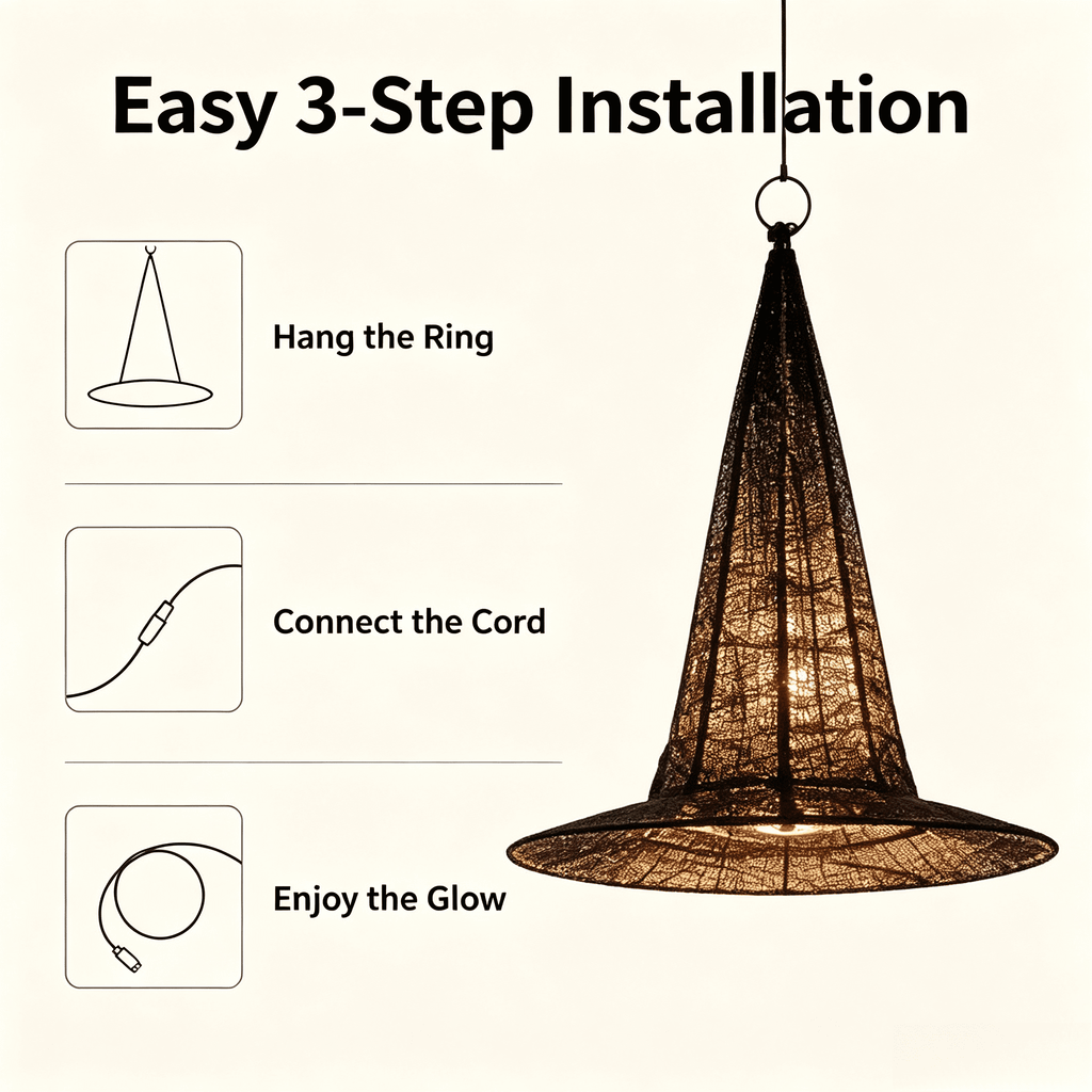 Stijggn Witch Hat Lights Halloween Glowing Lights, Waterproof Hanging Witch Hat Decorations, Warm Light Festival Ornaments for Indoor Outdoor Yard Garden Party Halloween Decor