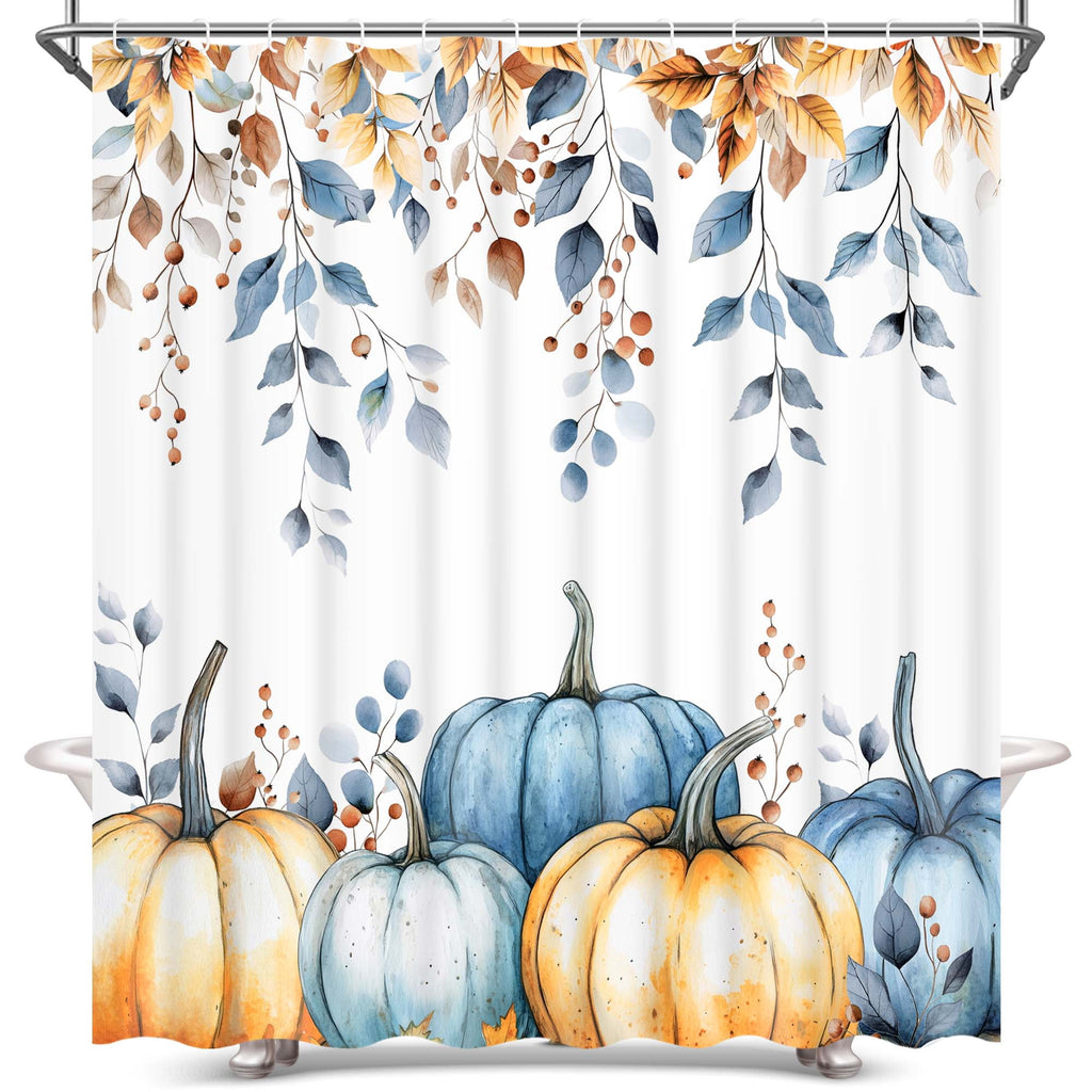Ikfashoni Fall Shower Curtain with Hooks, Fall Decor for Home, Buffalo Plaid Pumpkin Waterproof Bathroom Curtains, 72"X72"