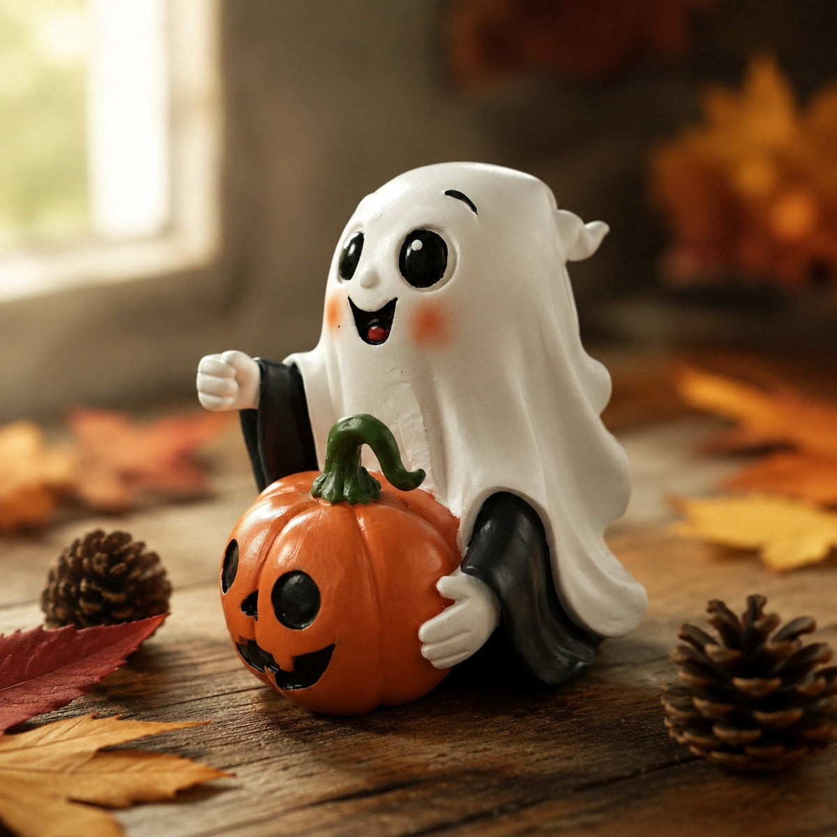 Halloween Decorations, Ghost Resin Crafts Ornaments, Alloween Decoration for Porch Yard Patio Indoor Decor Fall Autumn Home Shelf Mantel Ornament