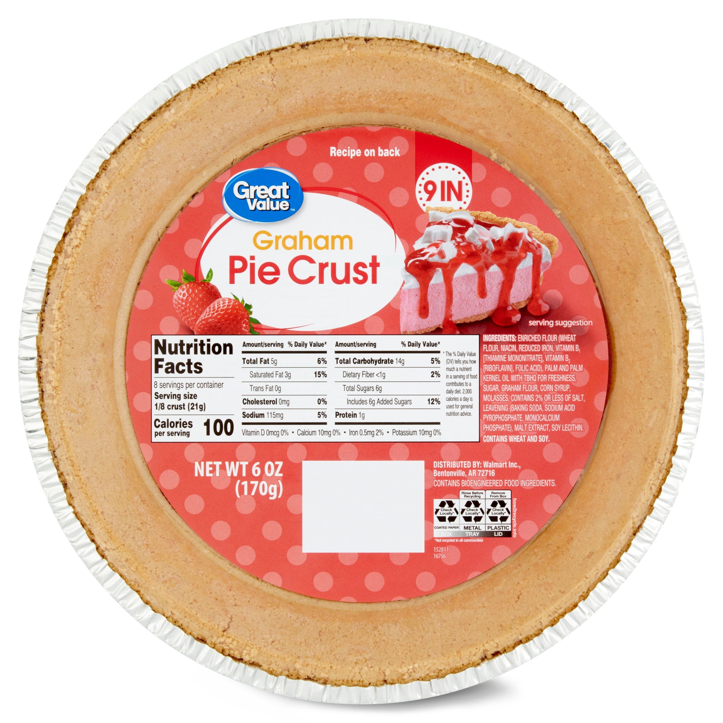 Great Value Graham 9-inch Pie Crust, 6 oz