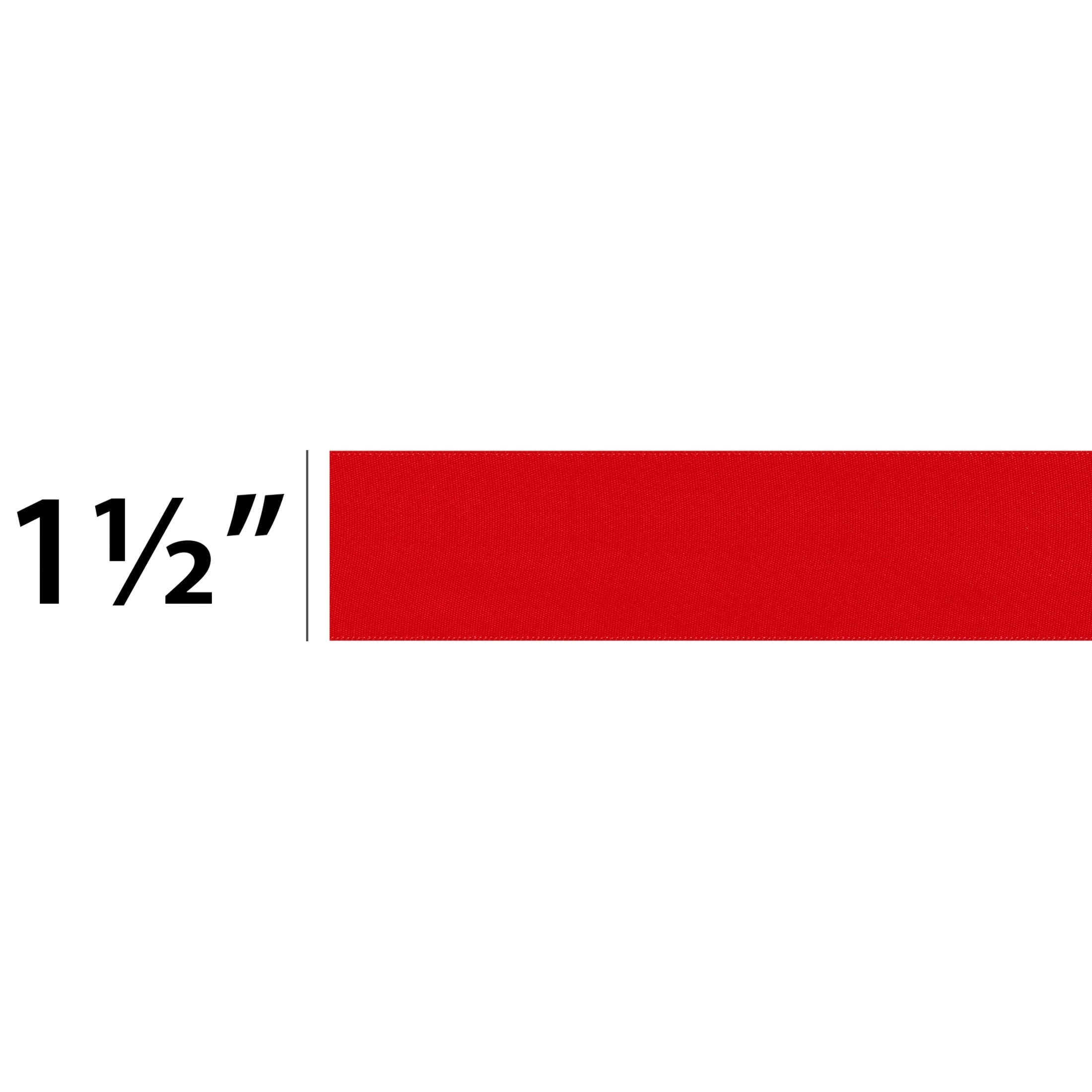 (2 pack) Offray Ribbon, Red 1 1/2 inch Double Face Satin Polyester Ribbon, 12 feet