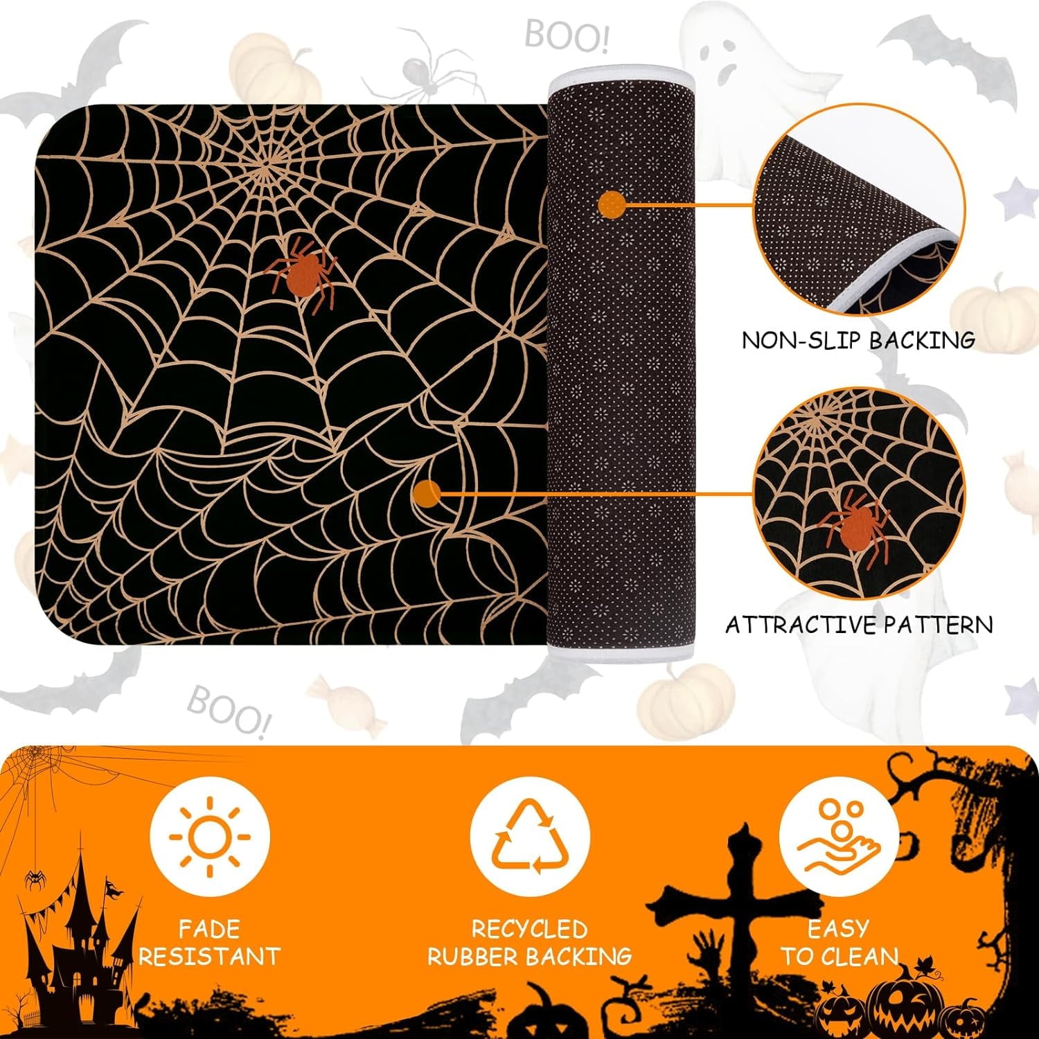 BLEUM CADE Halloween Doormat Outdoor Welcome Mat Dancing Skulls Door Mat Outside Entry Rug,18" x 30"