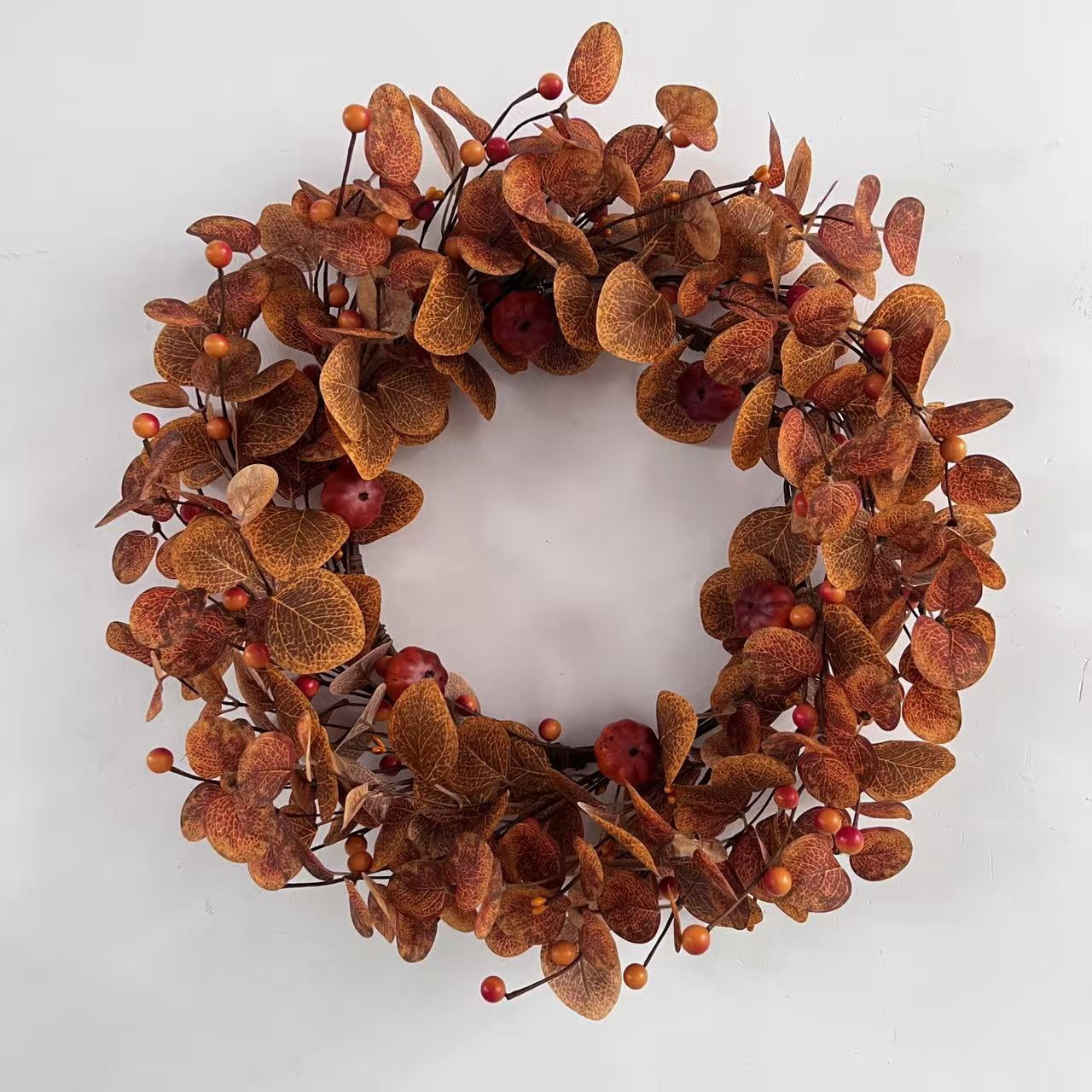 Fall Wreath Pumpkin Wreath for Front Door with Maple Leaves Harvest Wreath for Door Window Porch Thanksgiving Halloween Decor 20 Inch
