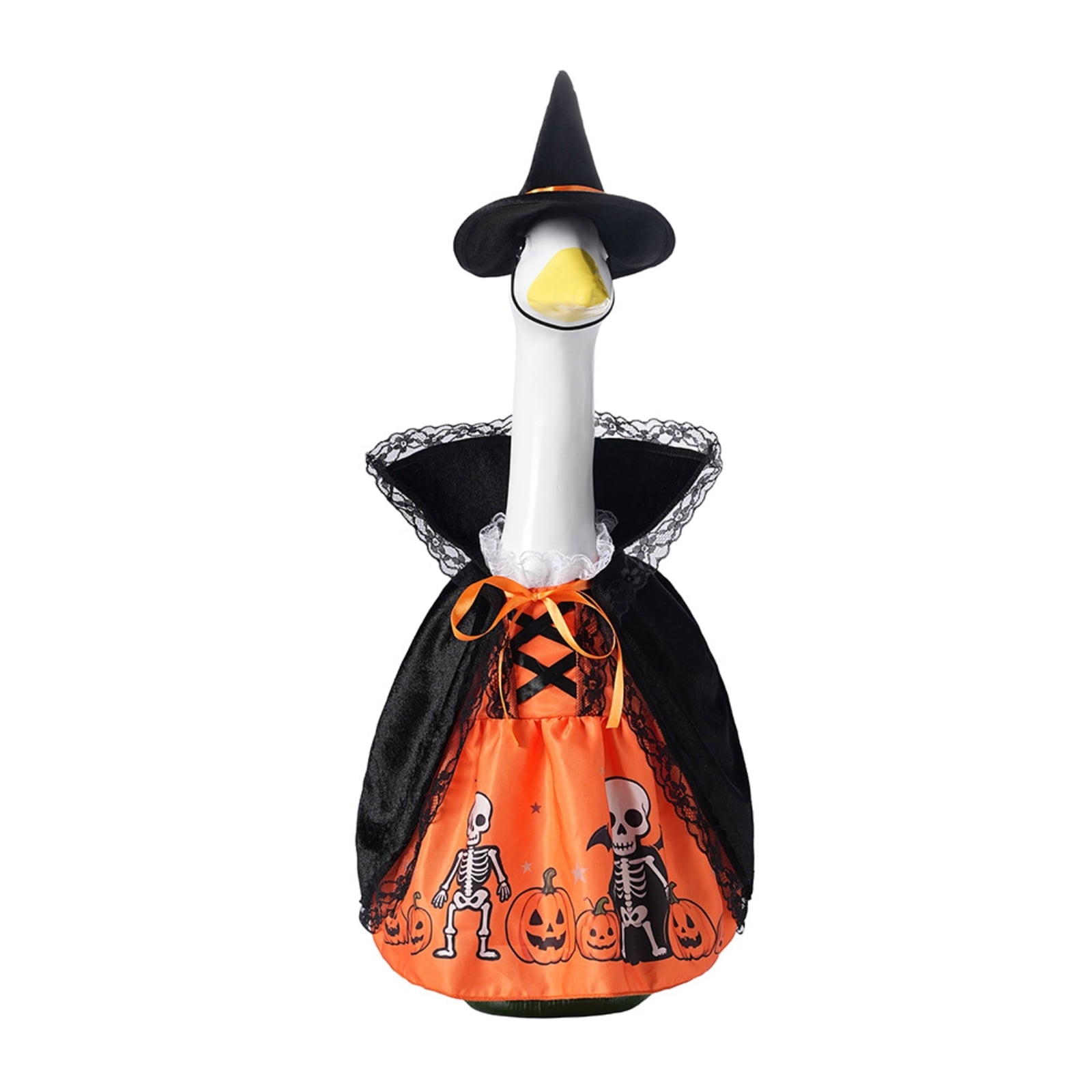 Outdoor Holiday Yard Decor, 23 Inch Porch Goose Outfits, Halloween Pumpkin Themed Porch Goose Clothes, Porch Goose Set with Hat and Treat Bag, Fits Standard 23 Inch Large Porch