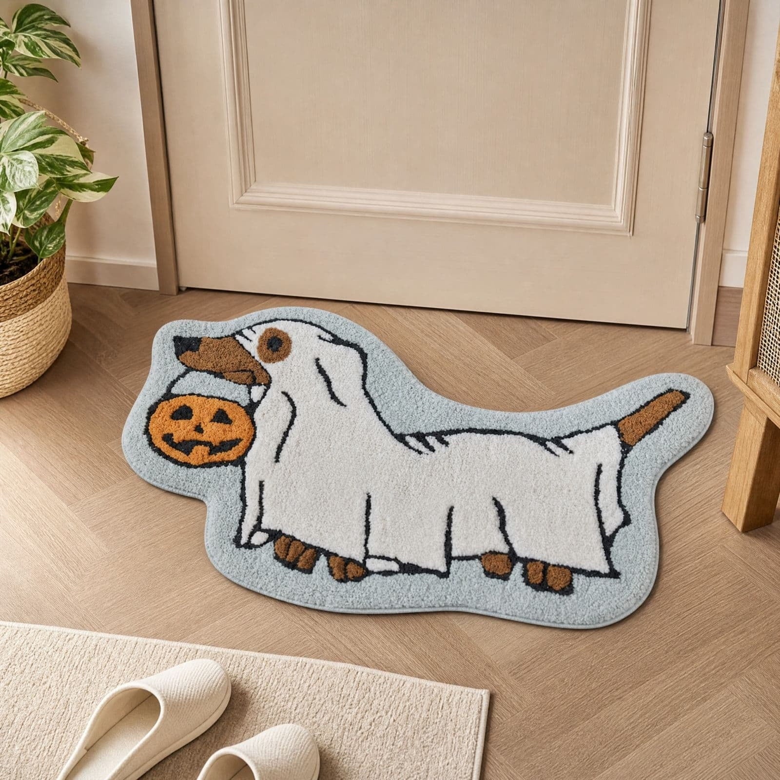 BZPIZ Halloween Cute Pumpkin Door Mat for Front Door, Doormat Outside Entrance, Halloween Decor for Porch and Entryway, Indoor & Outdoor Use Orange