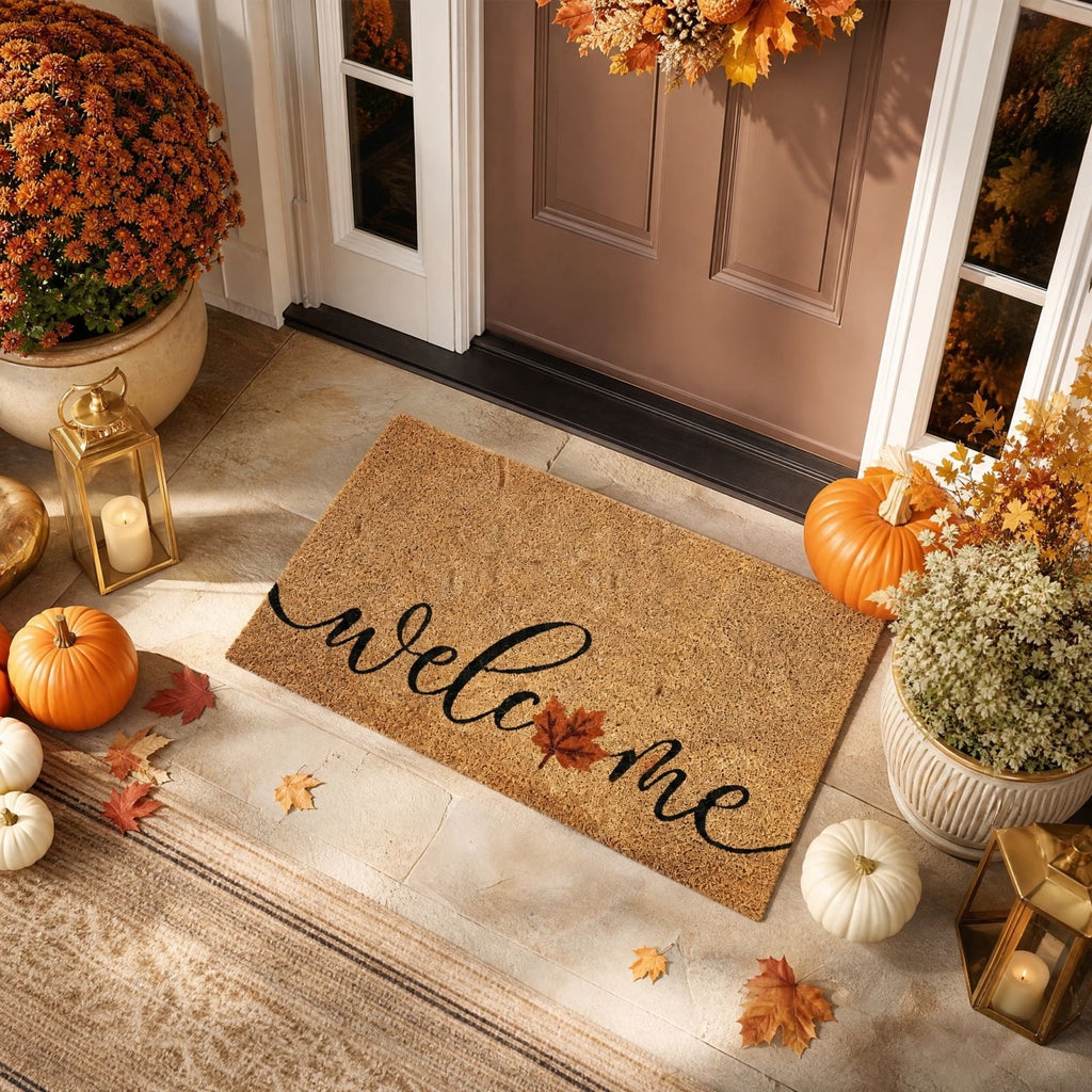 chaungfeng Welcome Fall Door Mat, Seasonal Pumpkin Decorative Doormat, Thick Non-Slip Rugs, for Indoor Outdoor Entrance Floor, Halloween Thanksgiving Decoration (23.6"X15.7")