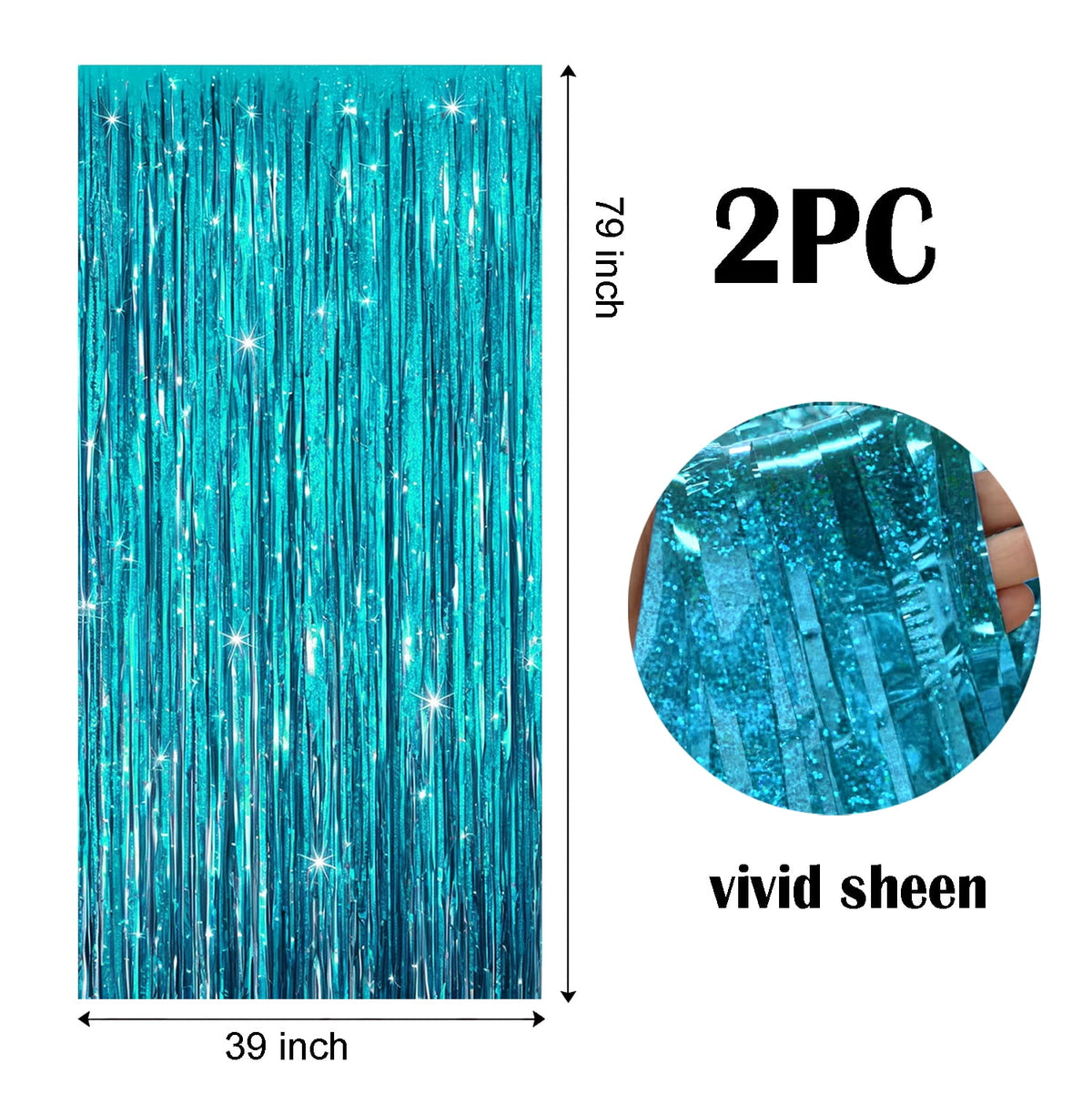 Sm:)e 2-Pack Light Bright Silver Foil Fringe Curtains for Events - Birthday, Wedding, Graduation, Christmas, Baby Shower, various festivals Decor Photo Booth Fun!