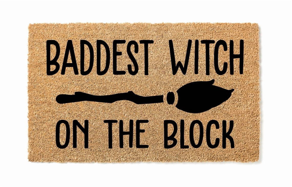 Baddest Witch on the Block Door Mat | Funny Doormat | Welcome Mat | Halloween Decor | Funny Door Mat | Home Doormat | Halloween Mat