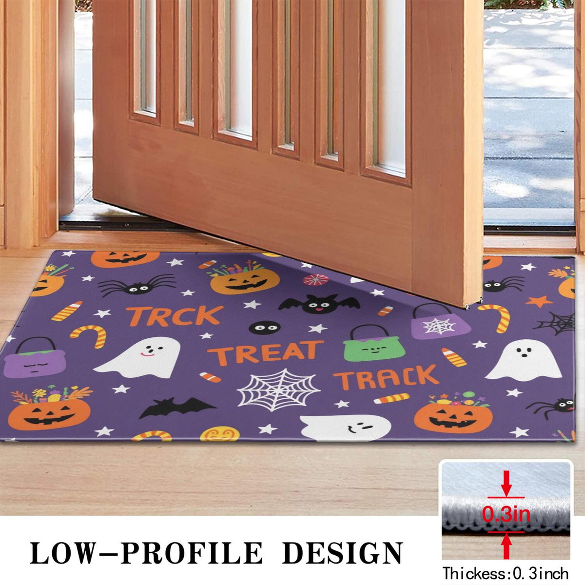 Happy Halloween Door Mat Decorations Spider Bat Doormat Plain the Indoor Door Mat/Outdoor Crystal Velvet 30x17 Inches
