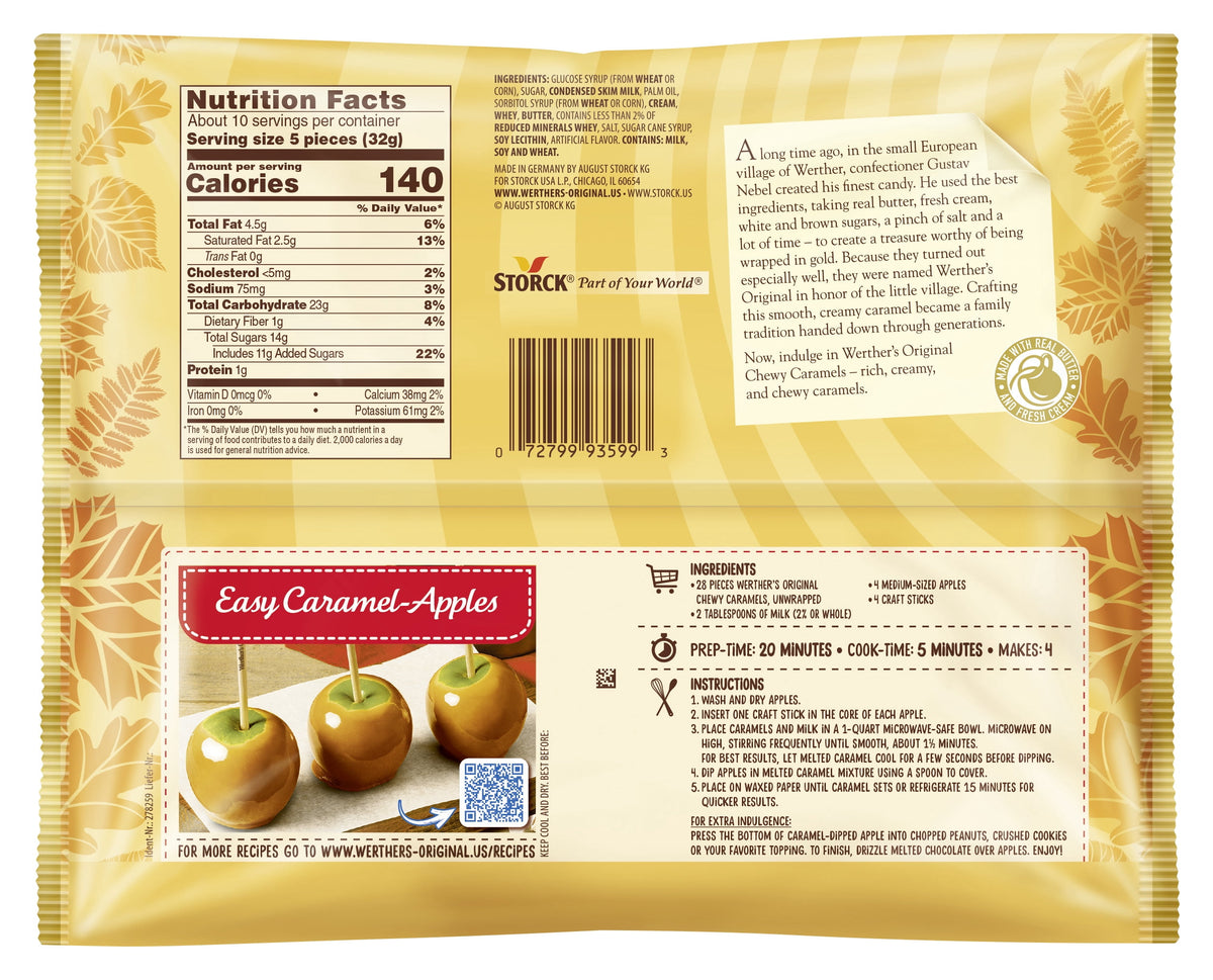 Werther’s Original Chewy Caramel Baking Candy, 10.8 oz – Premium Baking Ingredients for Cookies, Brownies, Cakes & Desserts