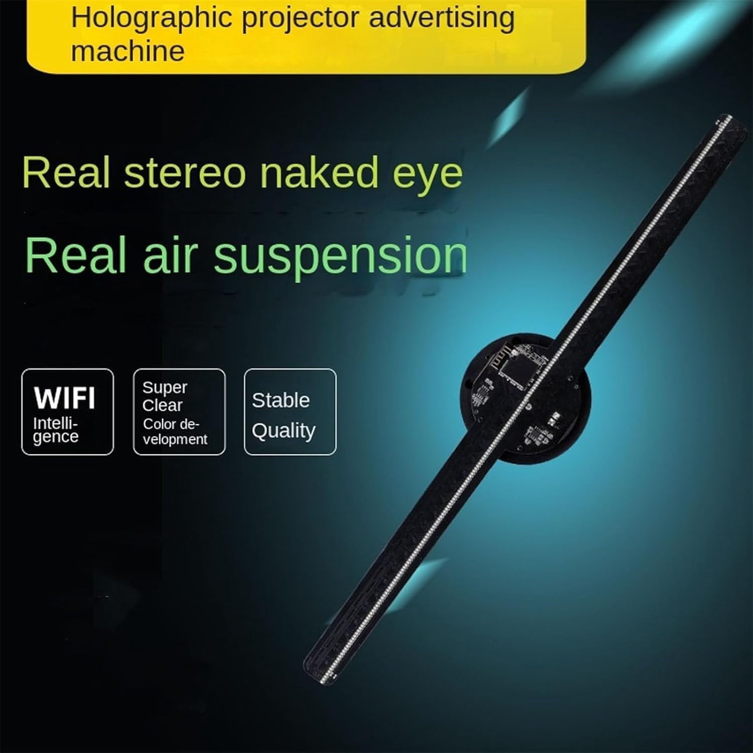 3D Hologram Led Fan Projector, Hologram Fan, 16.5" Holographic Fan with Remote WiFi, for Shop, Bar, Christmas, Halloween Party Advertising Display Events (1 Set)