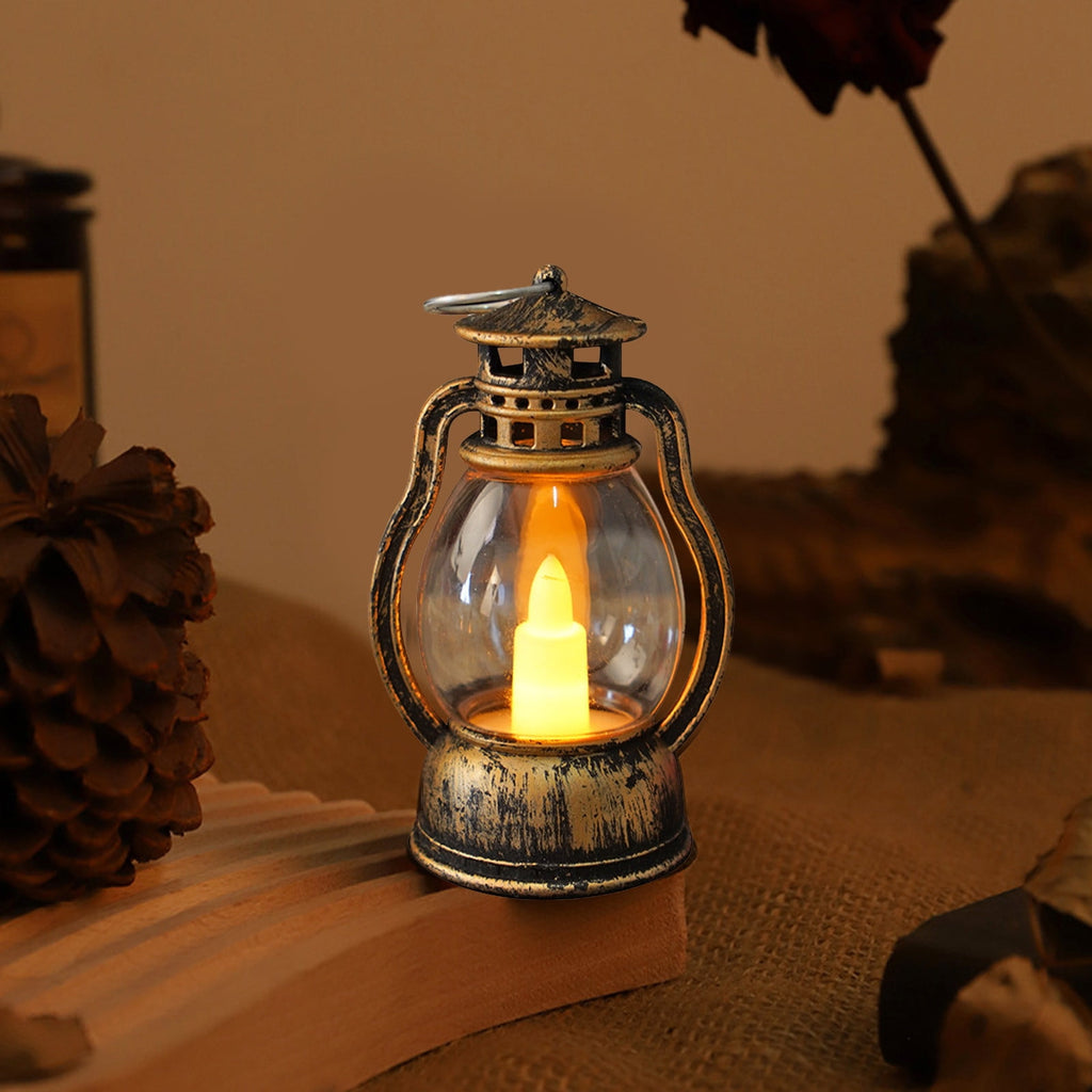 Djiypn Mini Lanterns 2Pack LED Small Lanterns Decorative Indoor Outdoor Hanging Lantern Decorative Candle Light Farmhouse Decor for Weddings Western Camping Party Halloween Christmas Decorations