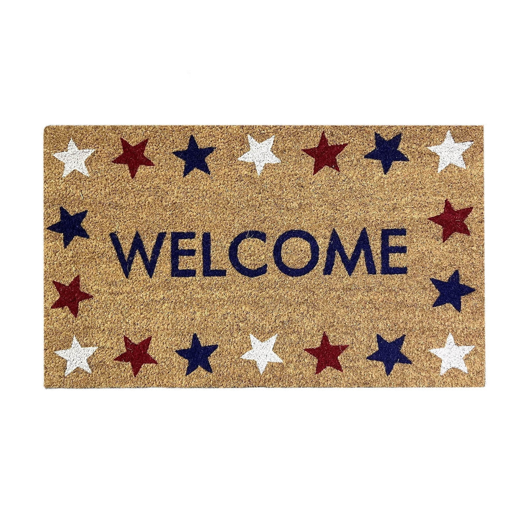 Patriotic Door Mat 4th of July Bow Flag Floor Doormats Independence Day Star Welcome Non Slip Mats for Front Porch Decor 16*24in Black