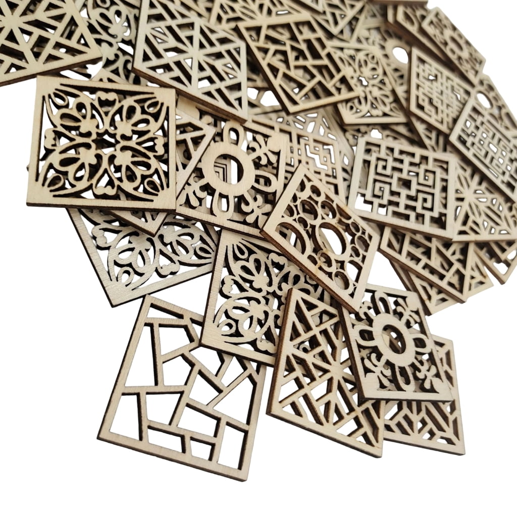 CIYISON 20/50/100Pcs Wooden Squares Cutout 4x4CM Unfinished Wood Slices For Kid Art Craft Painting And Holiday Decoration