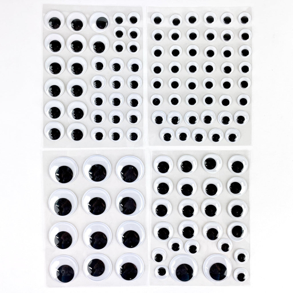 Hello Hobby Black & White Adhesive Stick On Googly Eyes for Crafts, 119 Count
