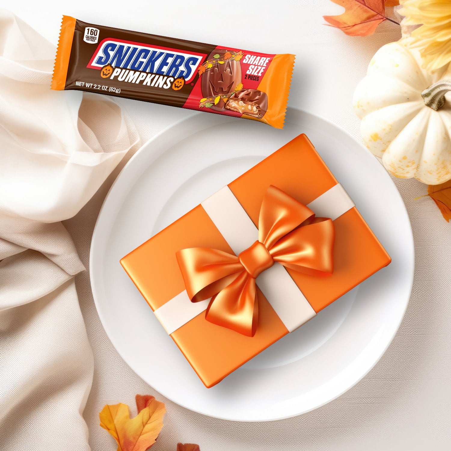 Snickers Pumpkins Chocolate Halloween Candy Bars, Share Size - 2.2 oz pack