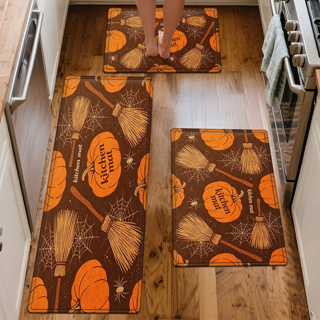 CCTFS Halloween Pumpkin Bat Candy 1Pc Flannel Mat and Kitchen Rugs,Soft Non-slip,Perfect for Home Bathroom