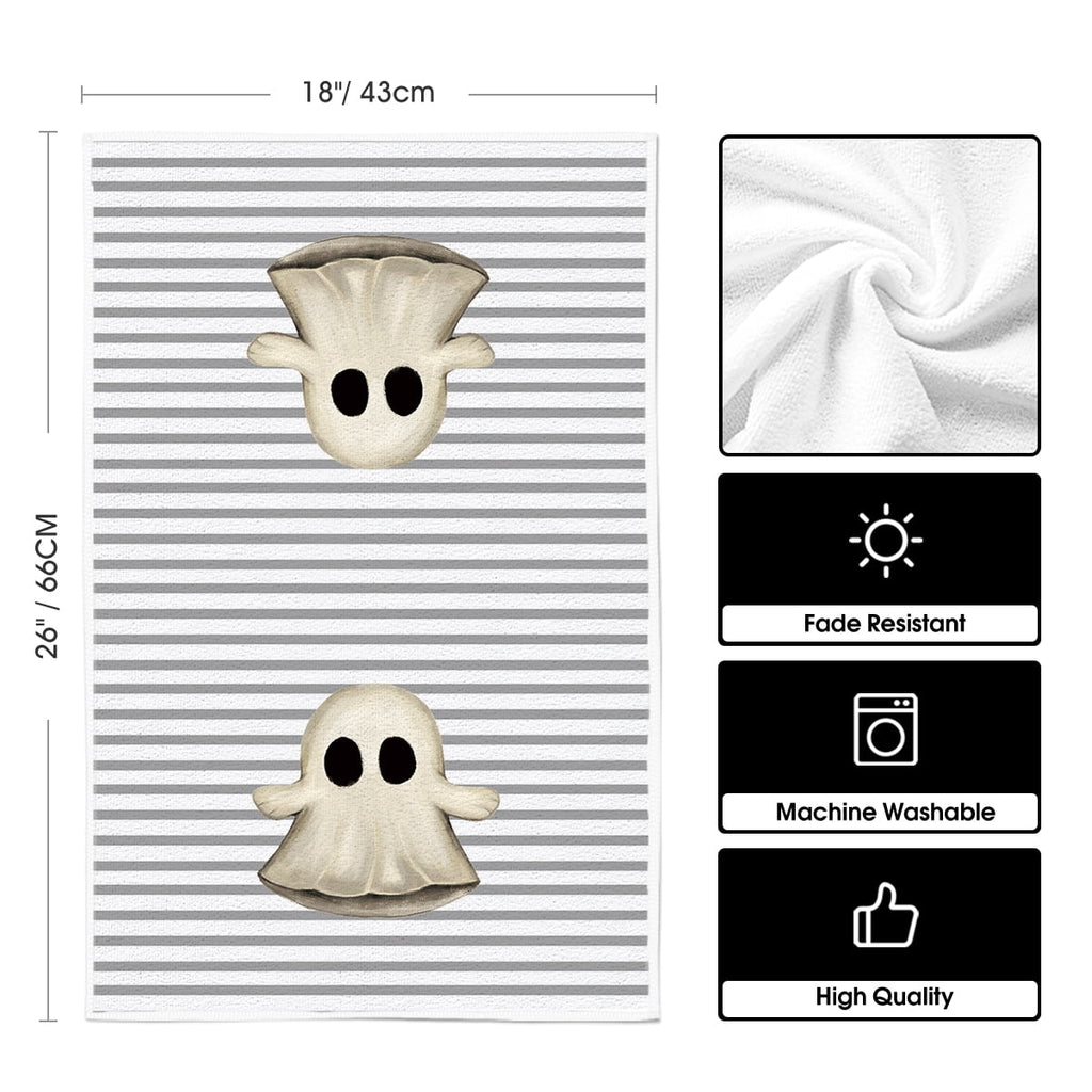 Sm:)e Spooky Pumpkin Ghost Boo Bat Halloween Kitchen Dish Towels 2 Set 18 x 26 inch