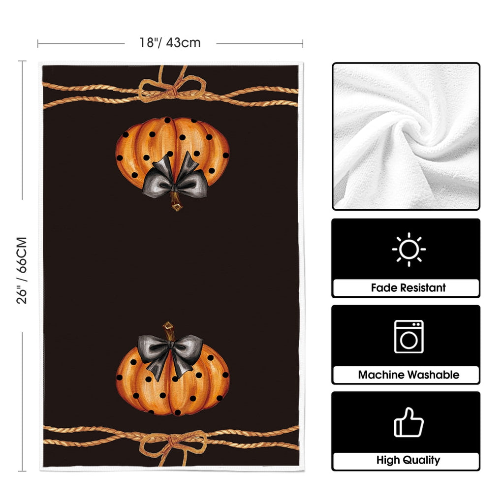 Sm:)e Pumpkin Ghost Bat Happy Halloween Dish Towels Set of 4, 18x26 Inch, Seasonal Holiday Hand Towels for Kitchen and Dining Table
