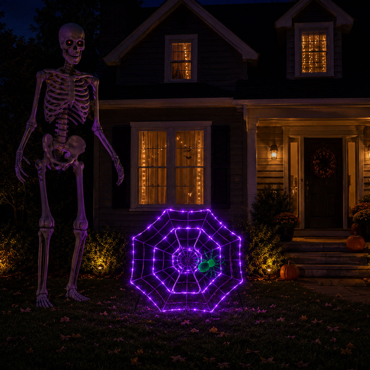 Mr. Halloween 4 ft. Outdoor Animated Spider Web - Purple Web