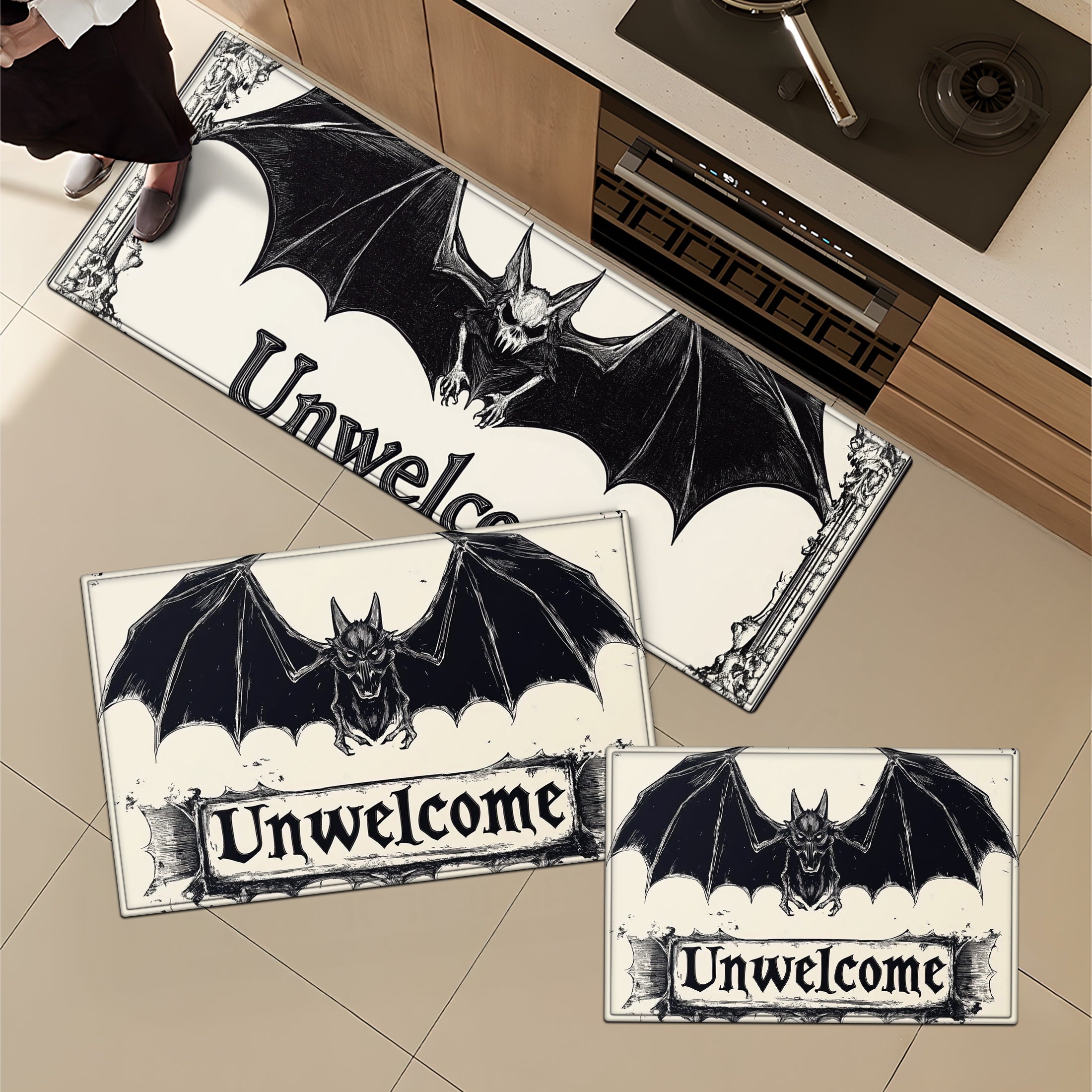 YIMEIS Halloween decoration Kitchen rugs Washable flannel Printed Area Rug and Mats DoorMats, bath mat,Autumn and Winter Festival Decoration-Halloween Undead 15.7'' x 23.6''