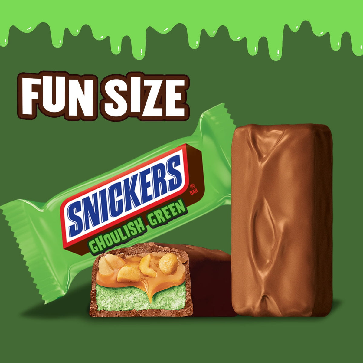 Snickers Ghoulish Green Milk Chocolate Halloween Candy Bars - 9.69 oz Bag