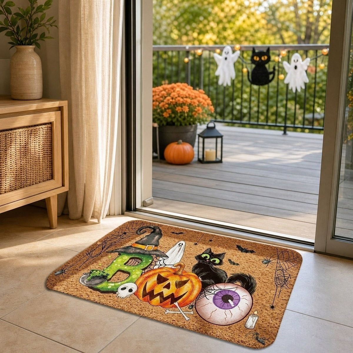 Front Door Mat Indoor Outdoor Entrance Rug, Semicircular Entrance Mat, Half Round Waterproo Non-Slip Durable Rubber Doormat for Garage, Patio, 29.5 inch