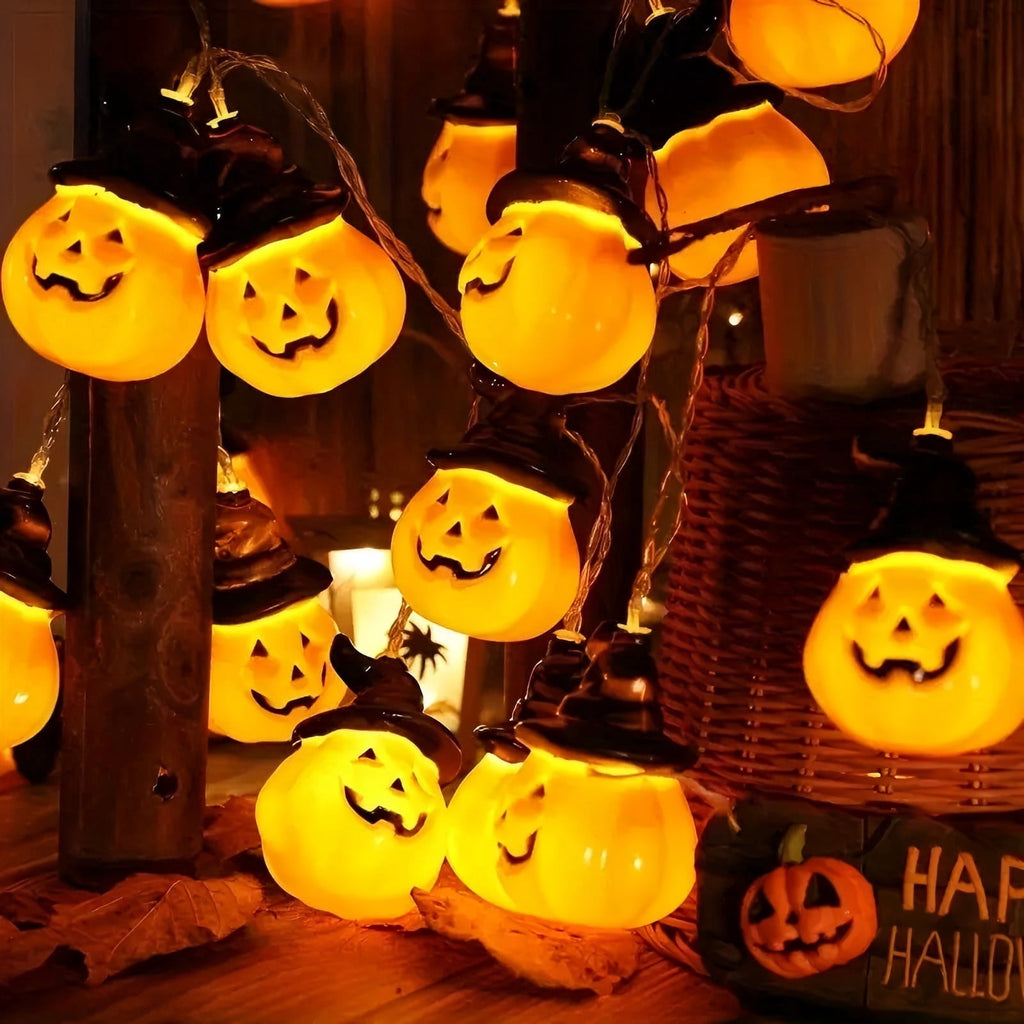PMMIPNW Halloween LED Fairy String Lights 20LED - Spooky Pumpkin, Witch, Mummy & Cat, 8 Modes with Timer, Designs for Party Decor, Battery Operated Halloween Decorations