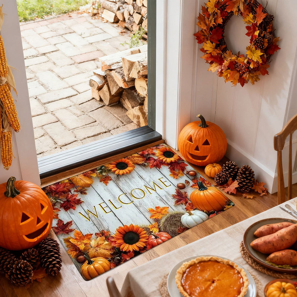 Autumn Door Mat for Entryway, 16x24 Inch, Fall-Themed Floor Doormat for Home Decor, Non-Slip Rug Mat for Living Room, Kitchen, Bedroom, Gifts for Fall Lovers (E)