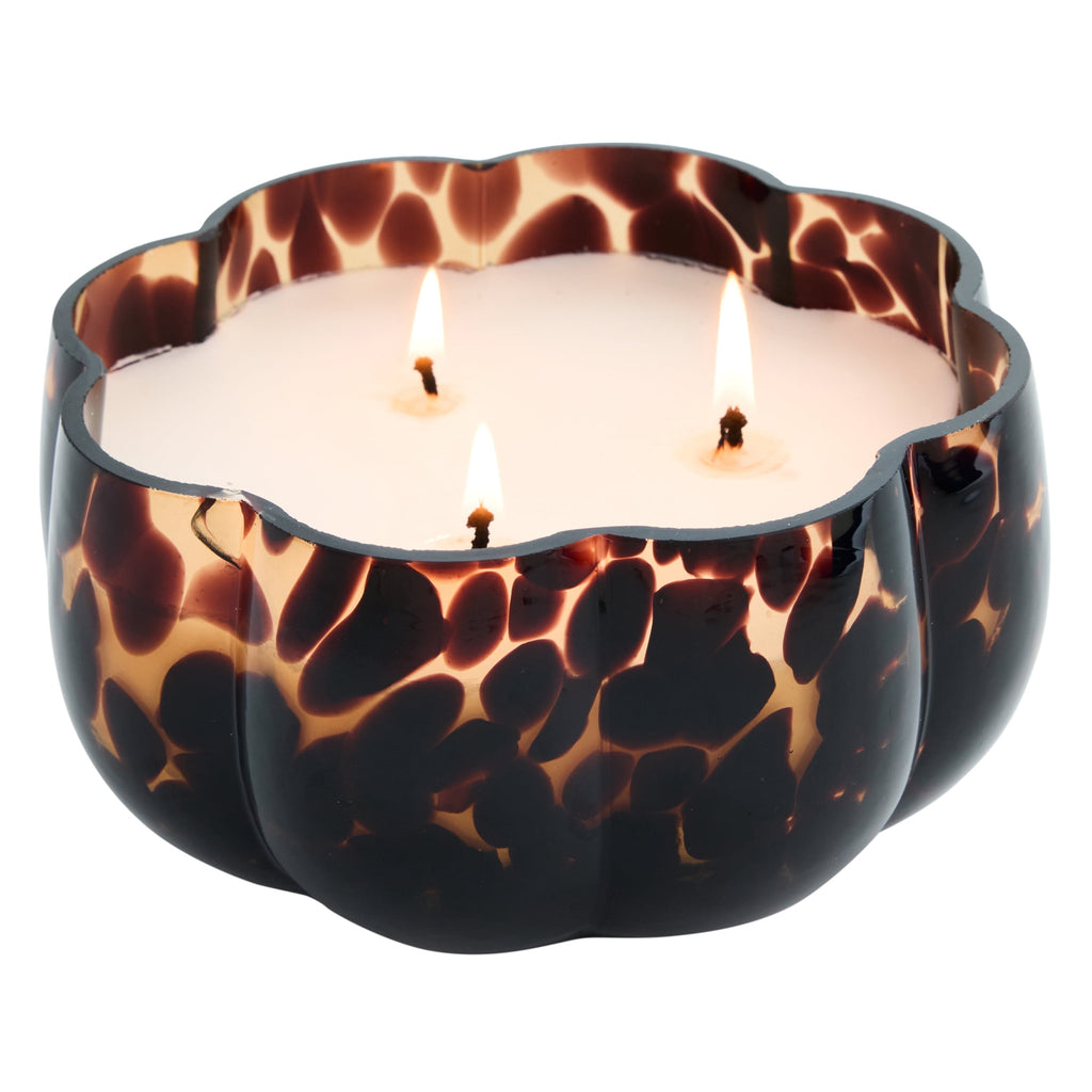 Better Homes & Gardens 2-Wick 18 oz White Tortoiseshell Glass Pumpkin Jar Candle, Pumpkin Snickerdoodle Swirl