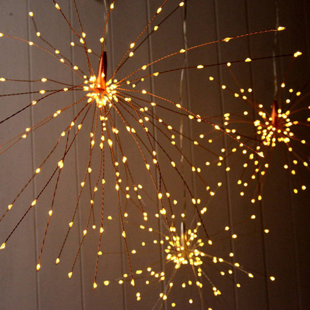 200 LED Fireworks Lights Thanksgiving Christmas Halloween Wedding Decoration Lights Indoor and Outdoor Courtyard Hanging Explosion Light Strings