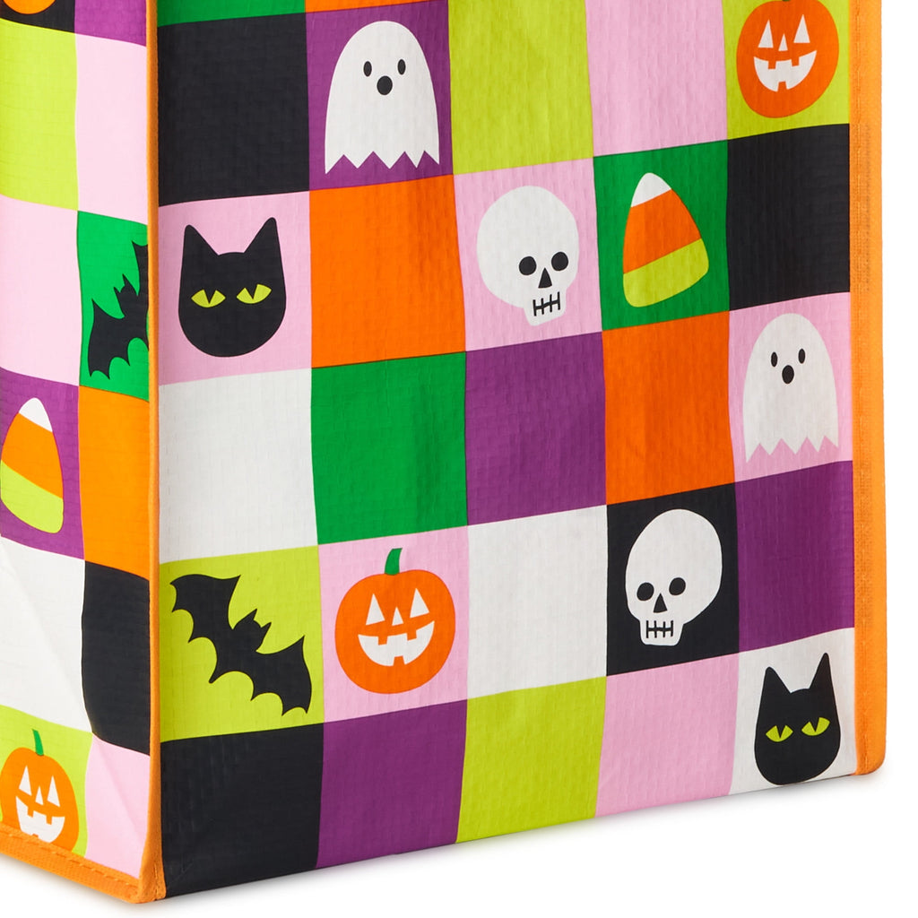 Hallmark Large Halloween Tote Bag (Ghosts, Candy Corn, Bats, Cats), 1 Count