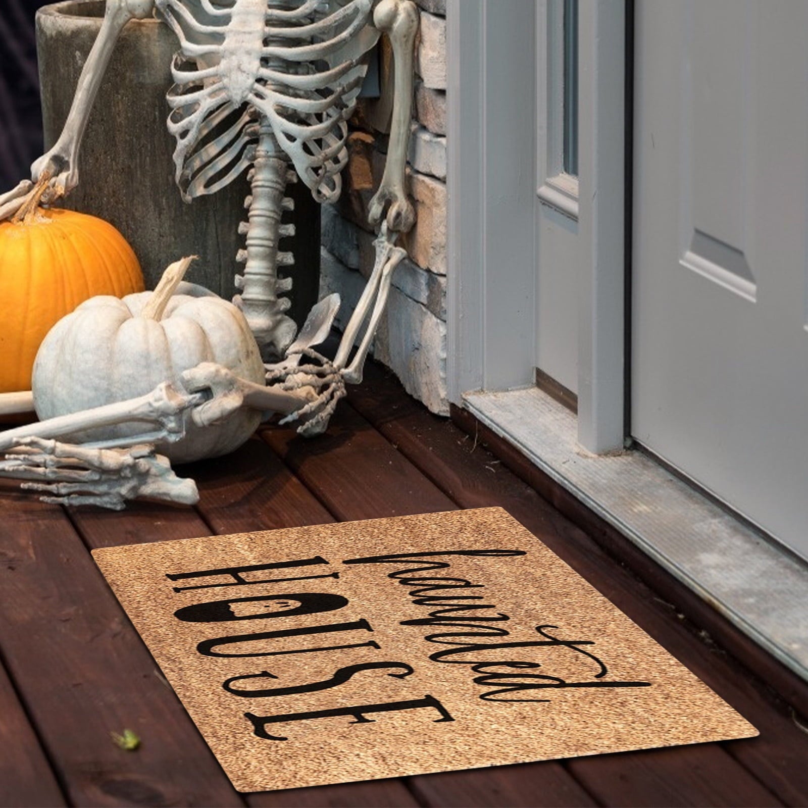 JLFNYA Halloween Rug,15.7*24inch Checkered Rug,Rug Halloween Fall Door Mat Cotton Washable Area Rugs Door Mat Outdoor Entrance for Front Porch Entryway Fall Farmhouse